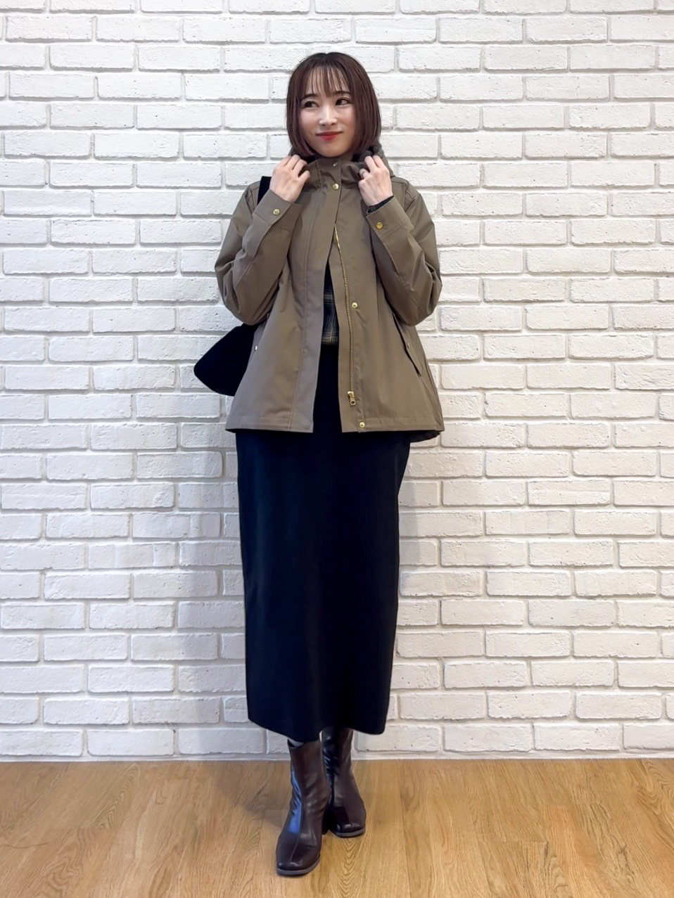 𝐜𝐡𝐢𝐤𝐚さんの「SHOO･LA･RUE｜【洗濯機可/撥水/マルチWAY】ファーライナー付き 毎日欲張りマンパ」を使ったコーディネート
