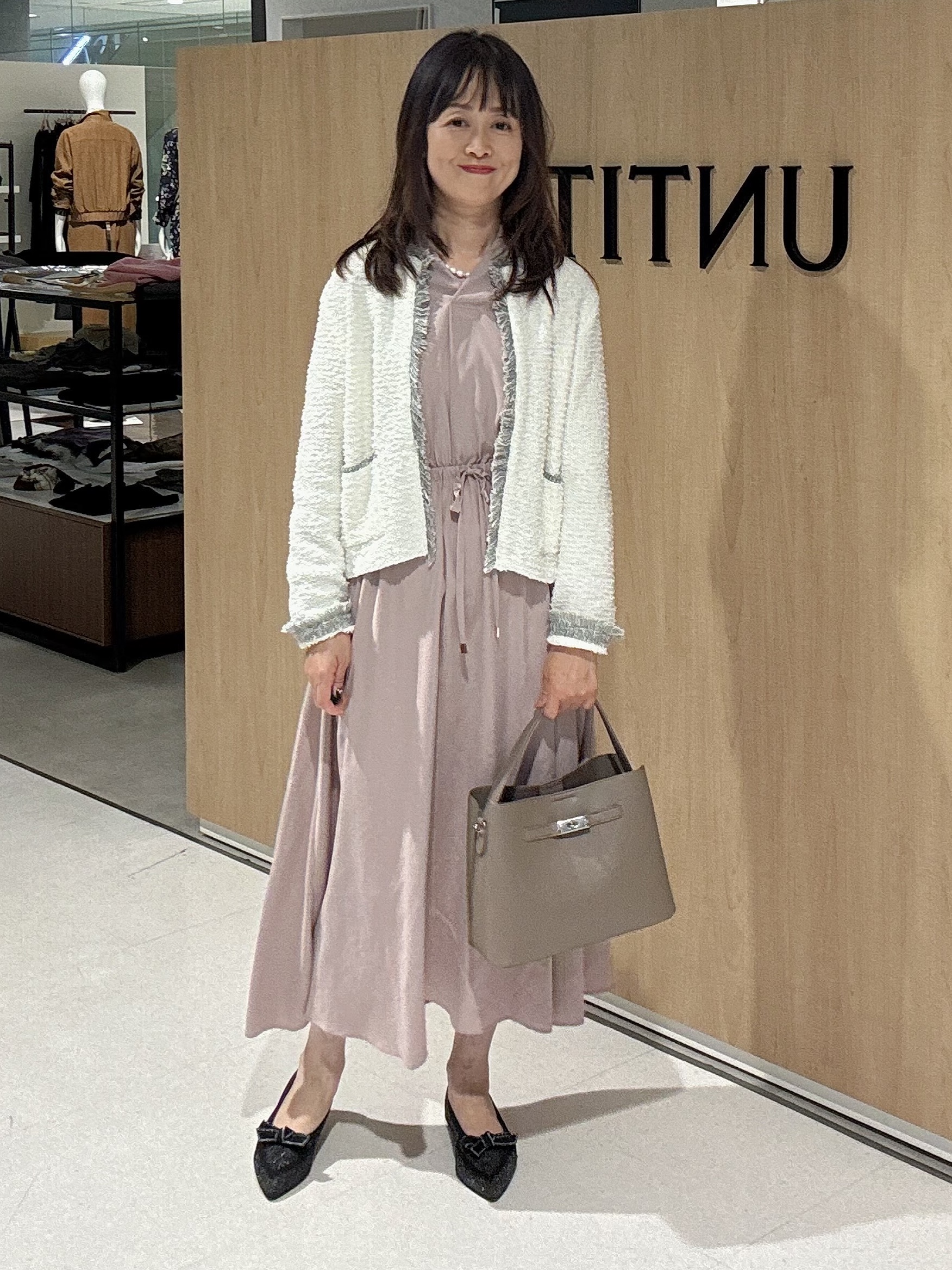makiさんの「UNTITLED｜【ジャケットライク/秋羽織り】ファンシーヤーンツイードニットカーディガン」を使ったコーディネート