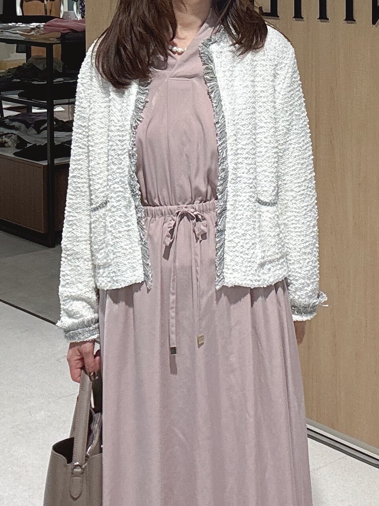 makiさんの「UNTITLED｜【ジャケットライク/秋羽織り】ファンシーヤーンツイードニットカーディガン」を使ったコーディネート