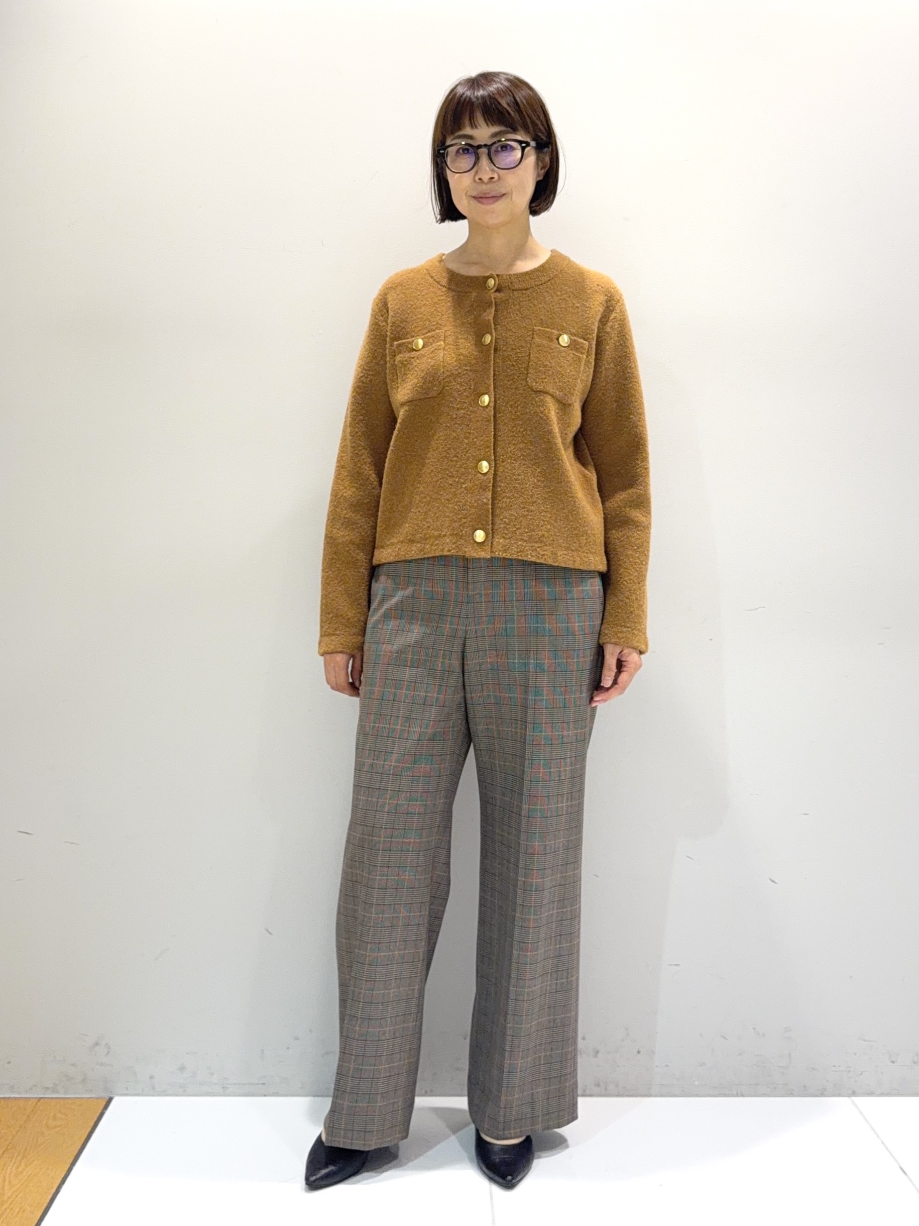 murayamaさんの「INDIVI｜【軽やか】ブークレニットジャケット」を使ったコーディネート