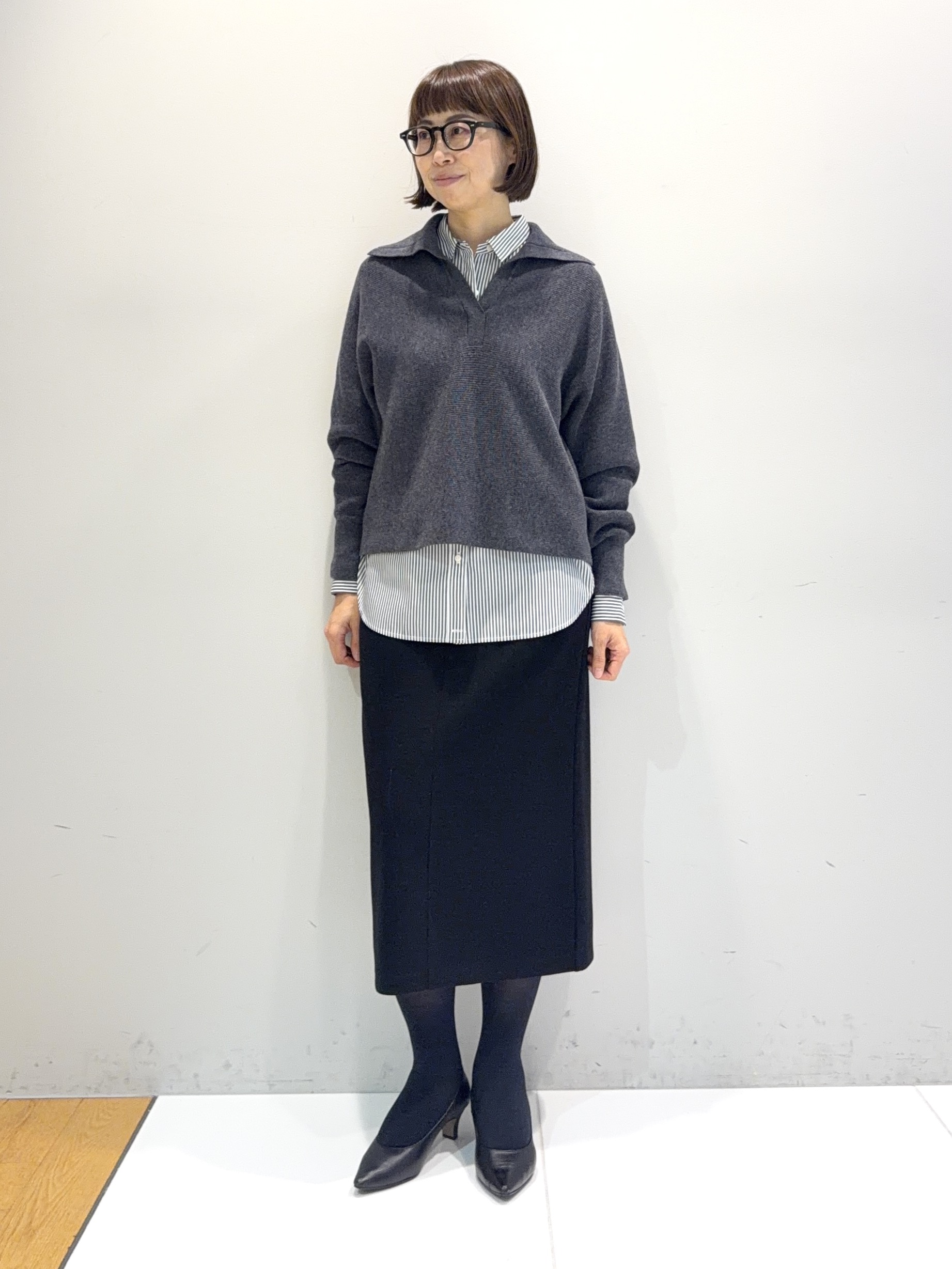 murayamaさんの「INDIVI｜【2WAY／ストライプ柄】ベーシックシャツ」を使ったコーディネート