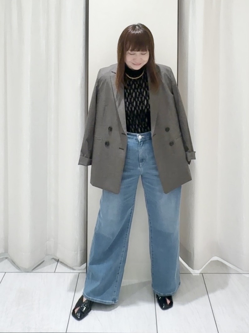 ʏᴜᴋɪᴋᴏさんの「UNTITLED｜【セットアップ可/秋羽織り/お仕事スーツ】ウールブレンドダブルジャケット」を使ったコーディネート