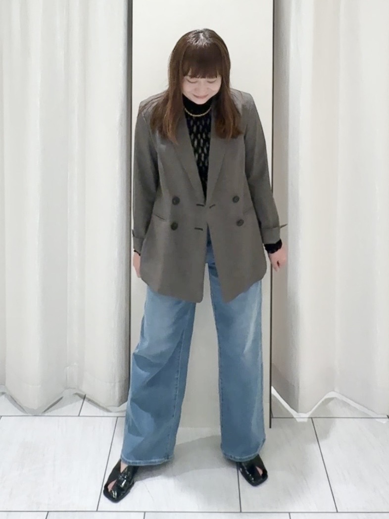 ʏᴜᴋɪᴋᴏさんの「UNTITLED｜【セットアップ可/秋羽織り/お仕事スーツ】ウールブレンドダブルジャケット」を使ったコーディネート