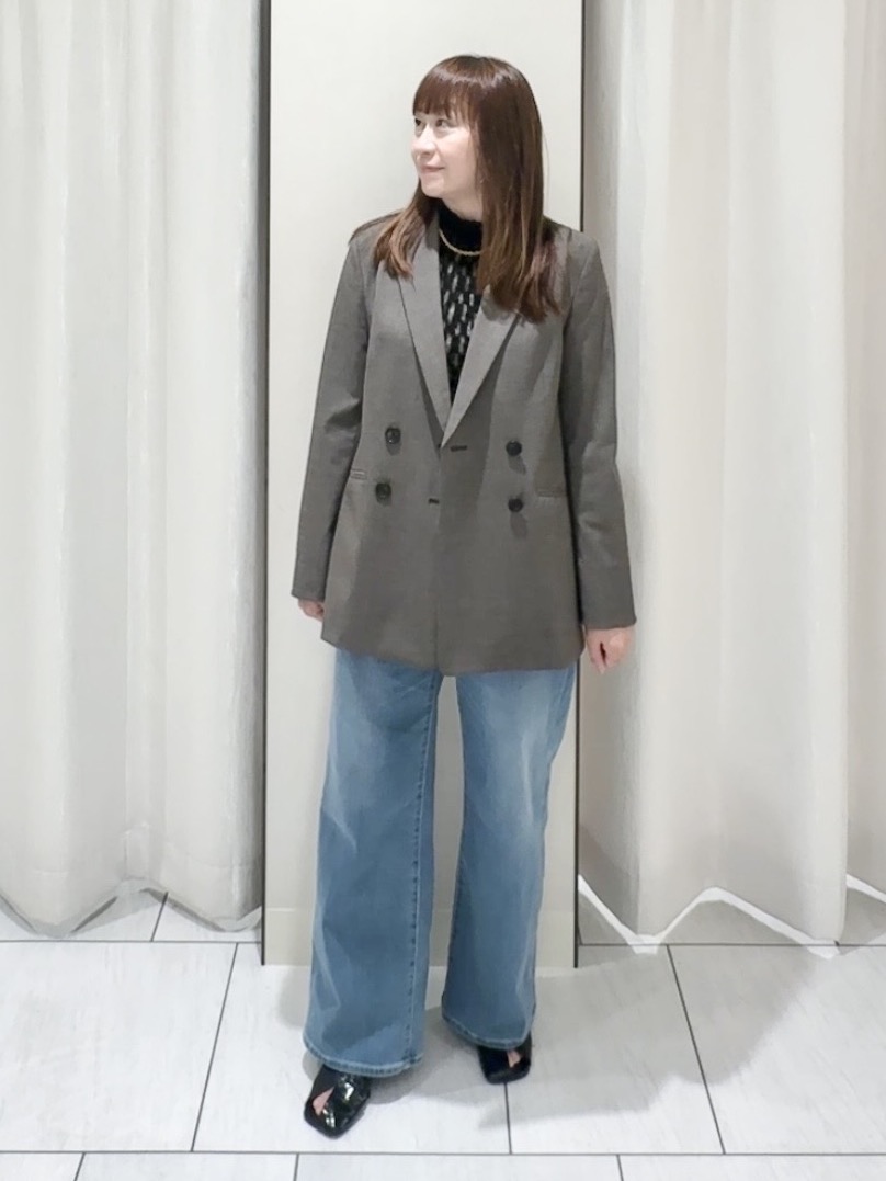 ʏᴜᴋɪᴋᴏさんの「UNTITLED｜【セットアップ可/秋羽織り/お仕事スーツ】ウールブレンドダブルジャケット」を使ったコーディネート