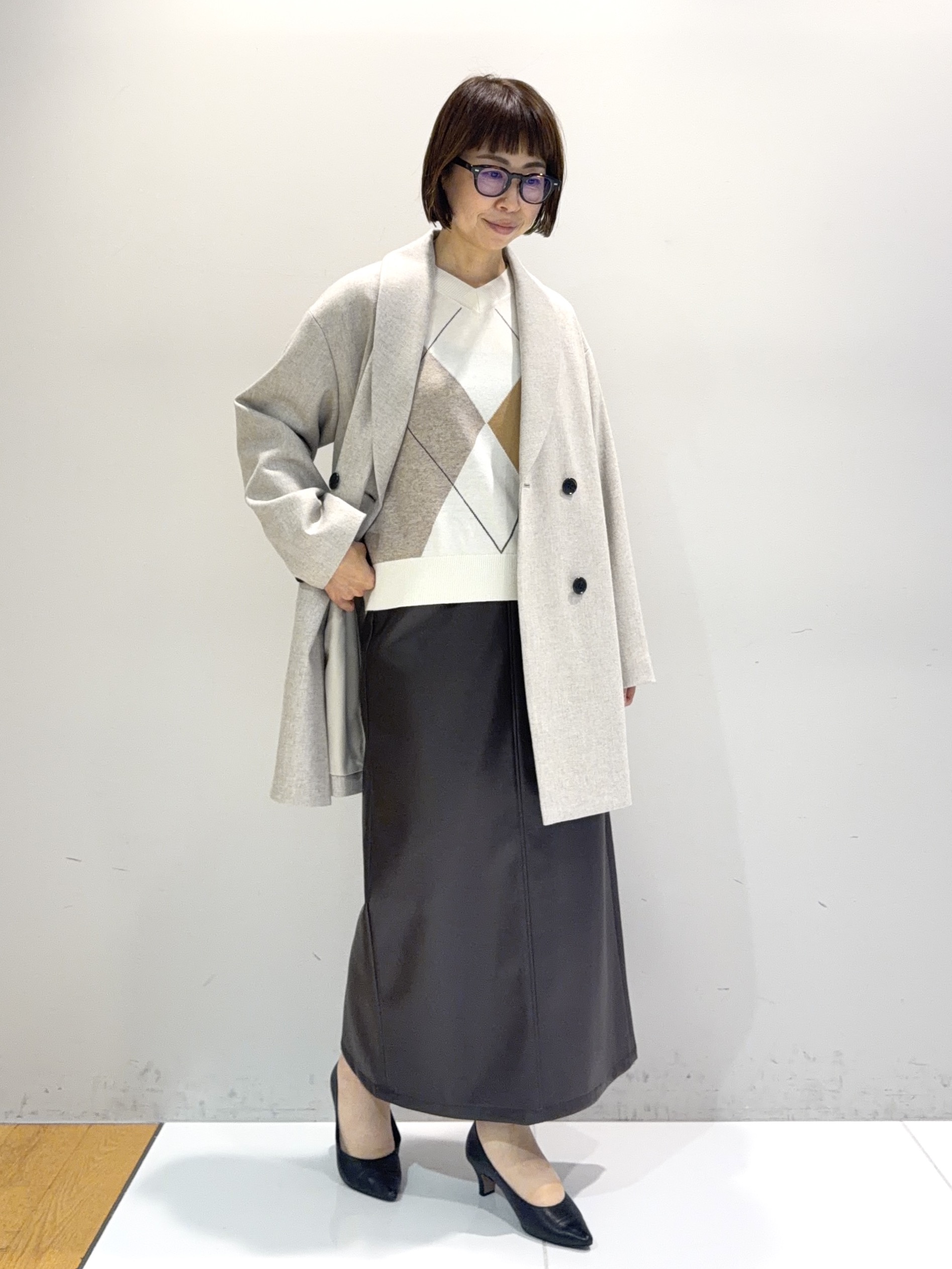 murayamaさんの「INDIVI｜【ラム革／美脚／通勤】レザーパンプス」を使ったコーディネート