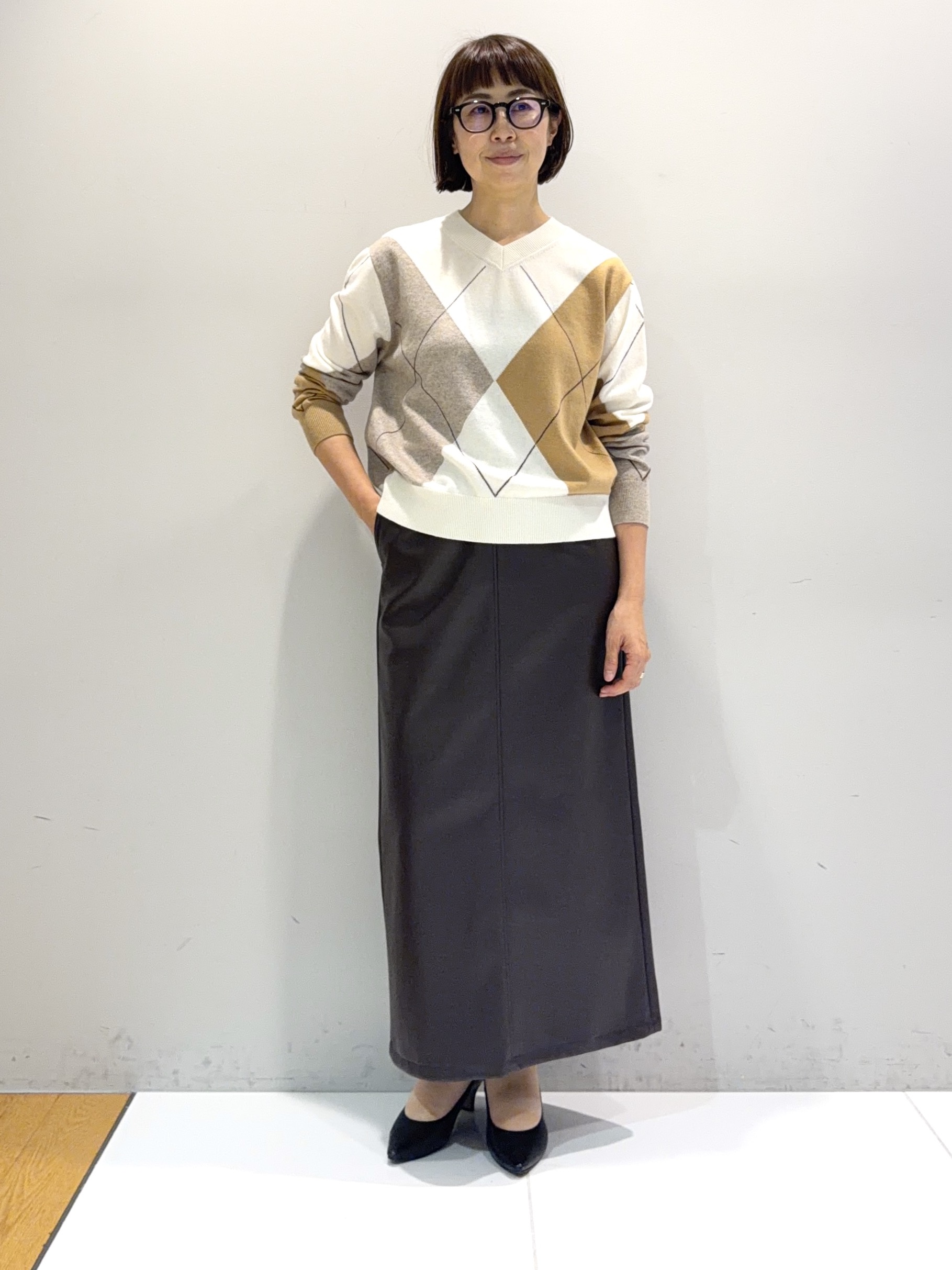 murayamaさんの「INDIVI｜【ラム革／美脚／通勤】レザーパンプス」を使ったコーディネート