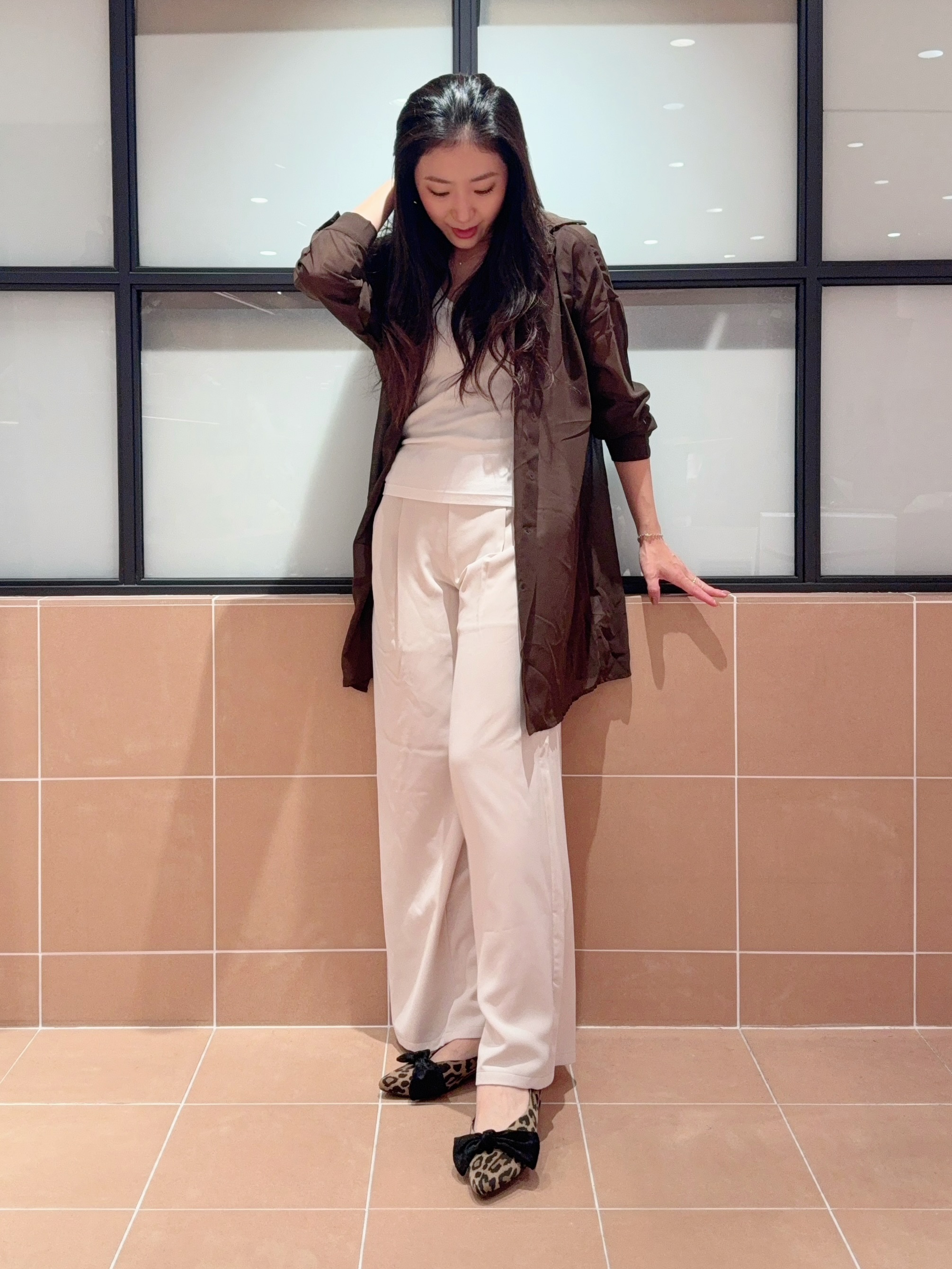 kaoriさんの「ESPERANZA｜2WAYリボン付きフラットパンプス」を使ったコーディネート