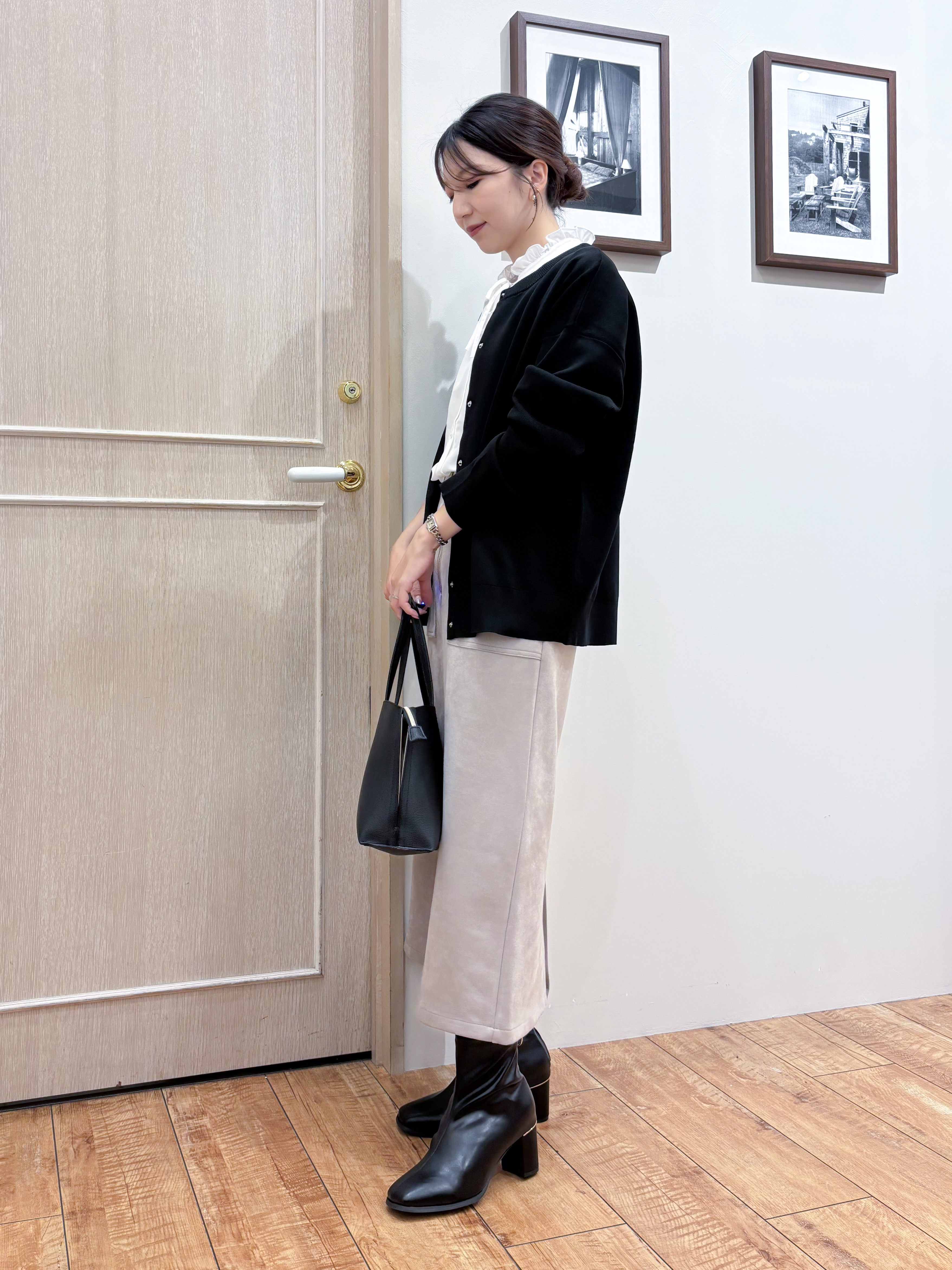 なみさんの「SHOO･LA･RUE｜【セットアップ可/洗濯機可】軽やかに羽織れる スポンディッシュ ニットカーディガン」を使ったコーディネート