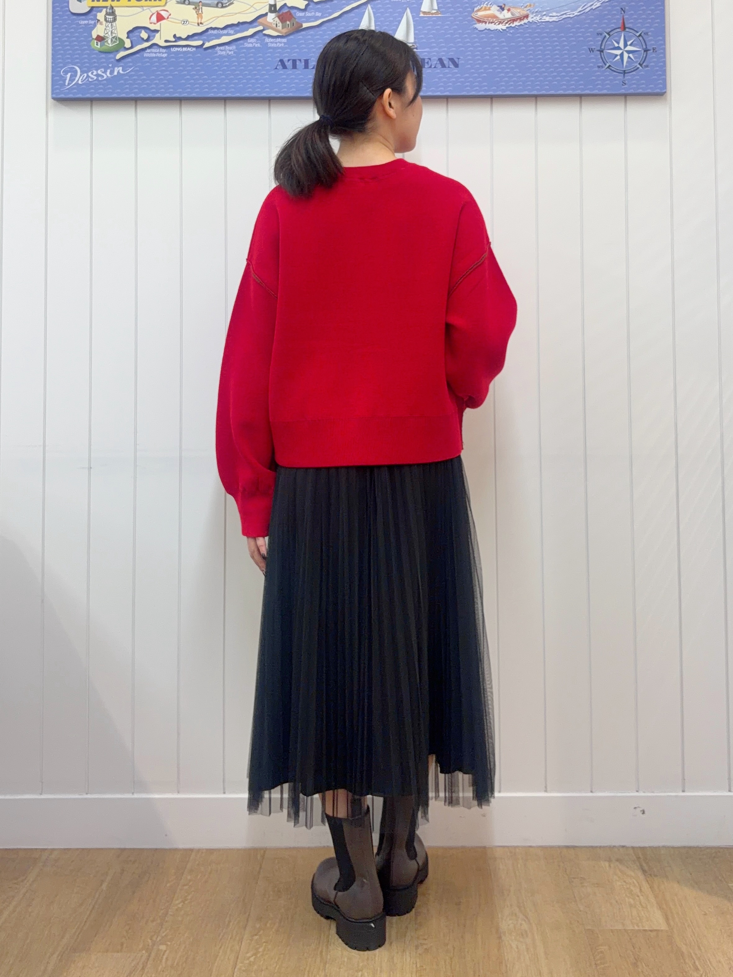 Mayaさんの「Dessin｜【洗濯機OK/XS-L】配色リバーシブル コットンジャカード クルーネックニット」を使ったコーディネート