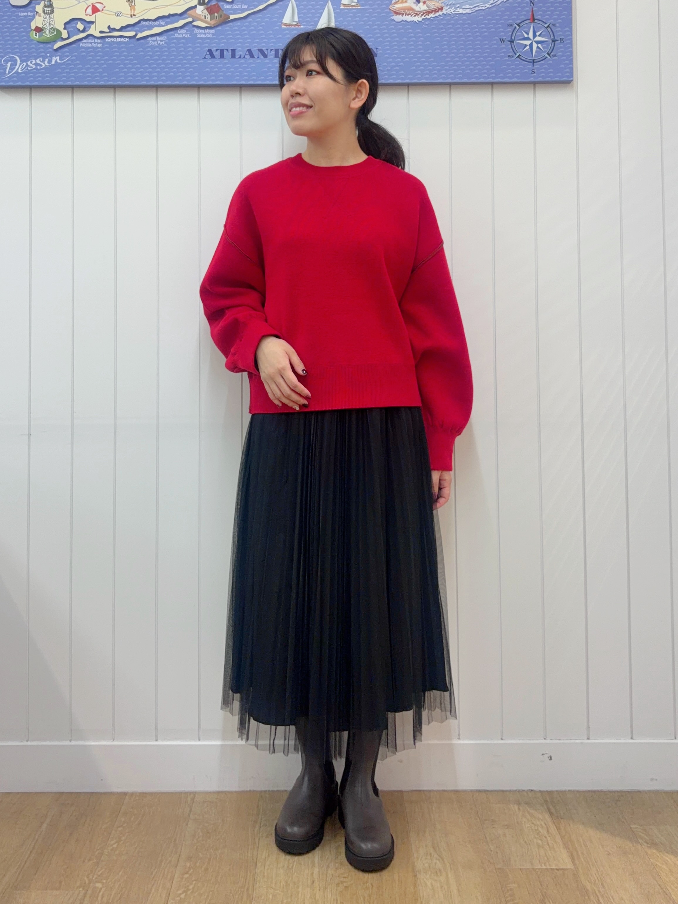 Mayaさんの「Dessin｜【洗濯機OK/XS-L】配色リバーシブル コットンジャカード クルーネックニット」を使ったコーディネート