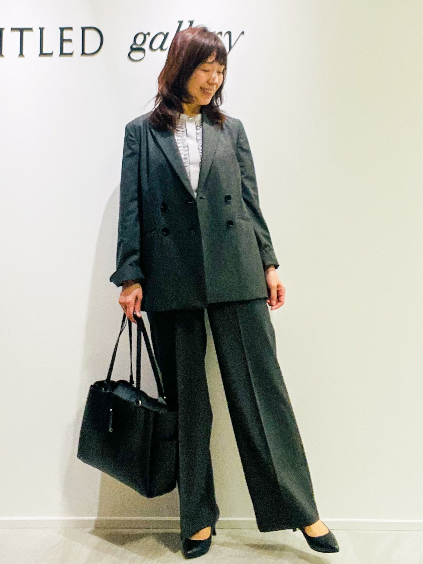めいさんの「UNTITLED｜【セットアップ可/秋羽織り/お仕事スーツ】ウールブレンドダブルジャケット」を使ったコーディネート