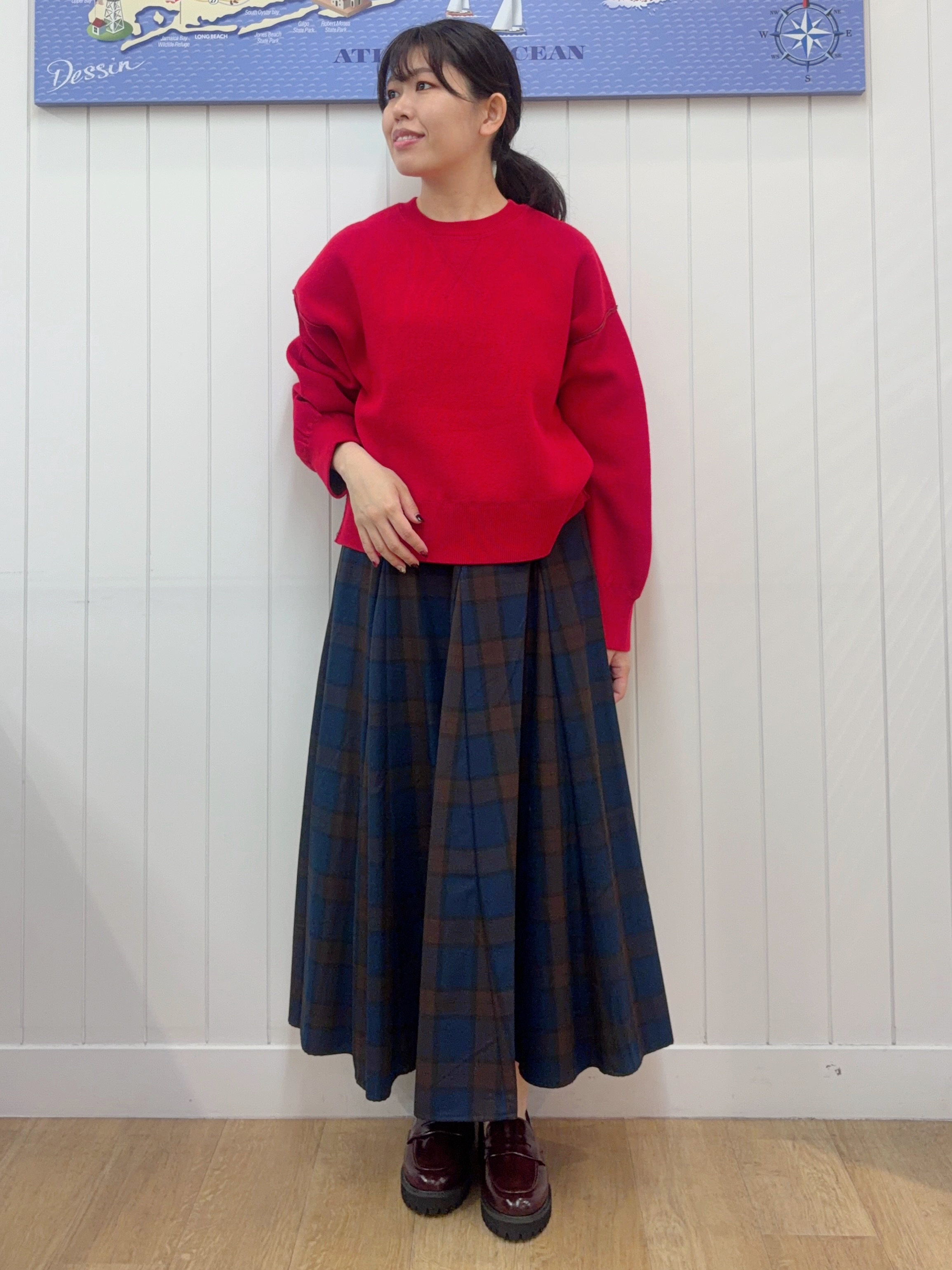 Mayaさんの「Dessin｜【洗濯機OK/XS-L】配色リバーシブル コットンジャカード クルーネックニット」を使ったコーディネート
