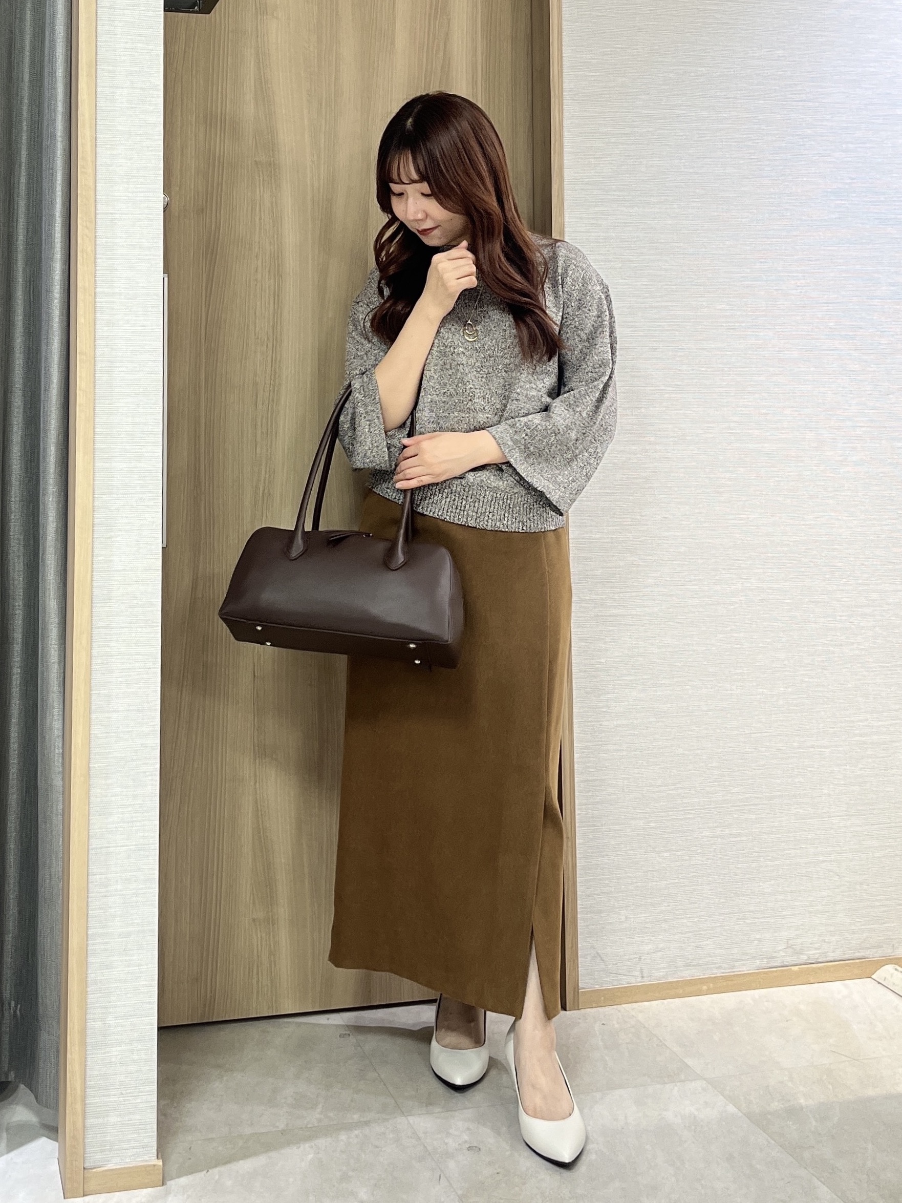 KAHOさんの「UNTITLED｜【アンサンブル可/手洗い可】杢調プルオーバーニット」を使ったコーディネート