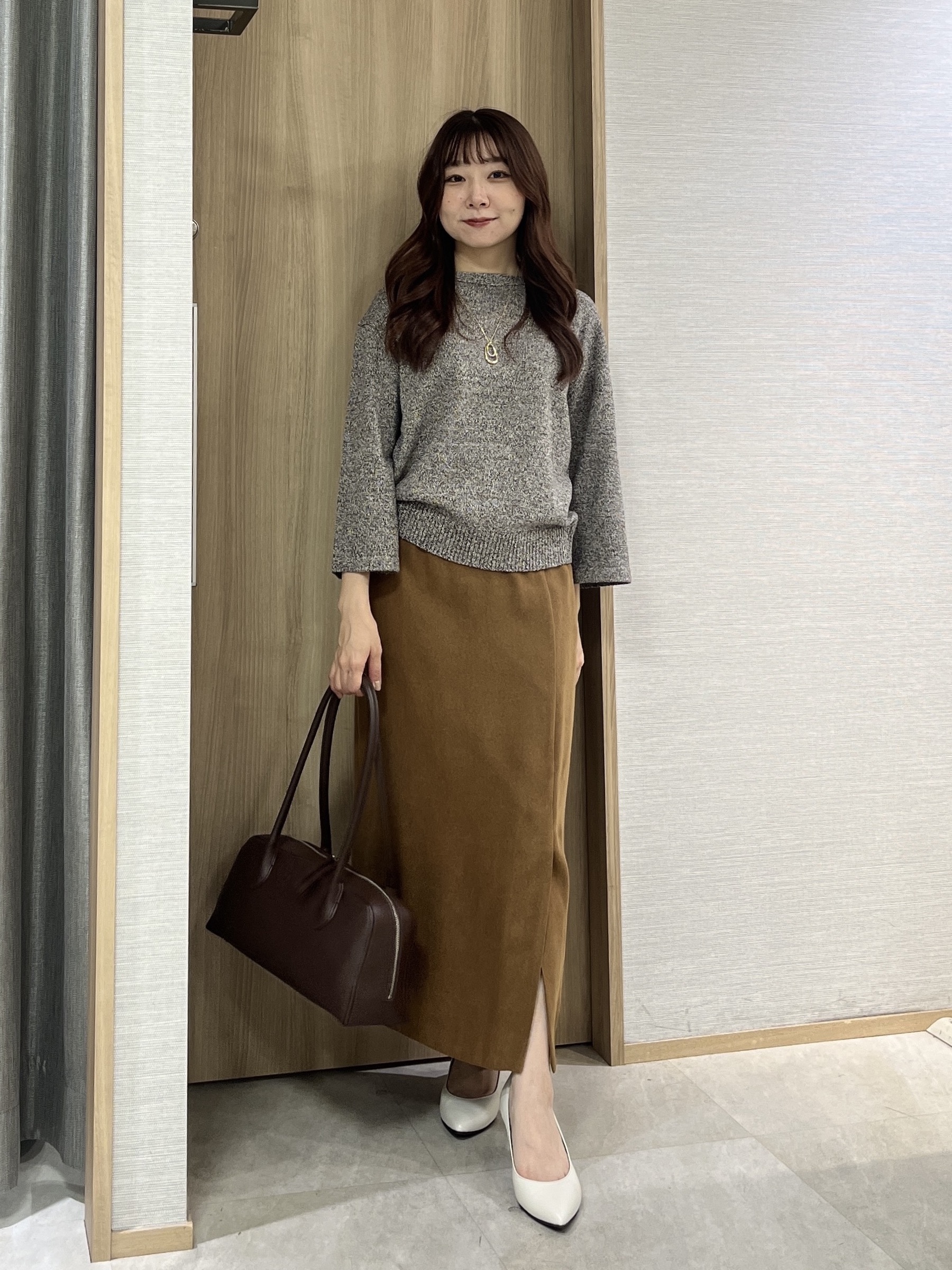 KAHOさんの「UNTITLED｜【アンサンブル可/手洗い可】杢調プルオーバーニット」を使ったコーディネート