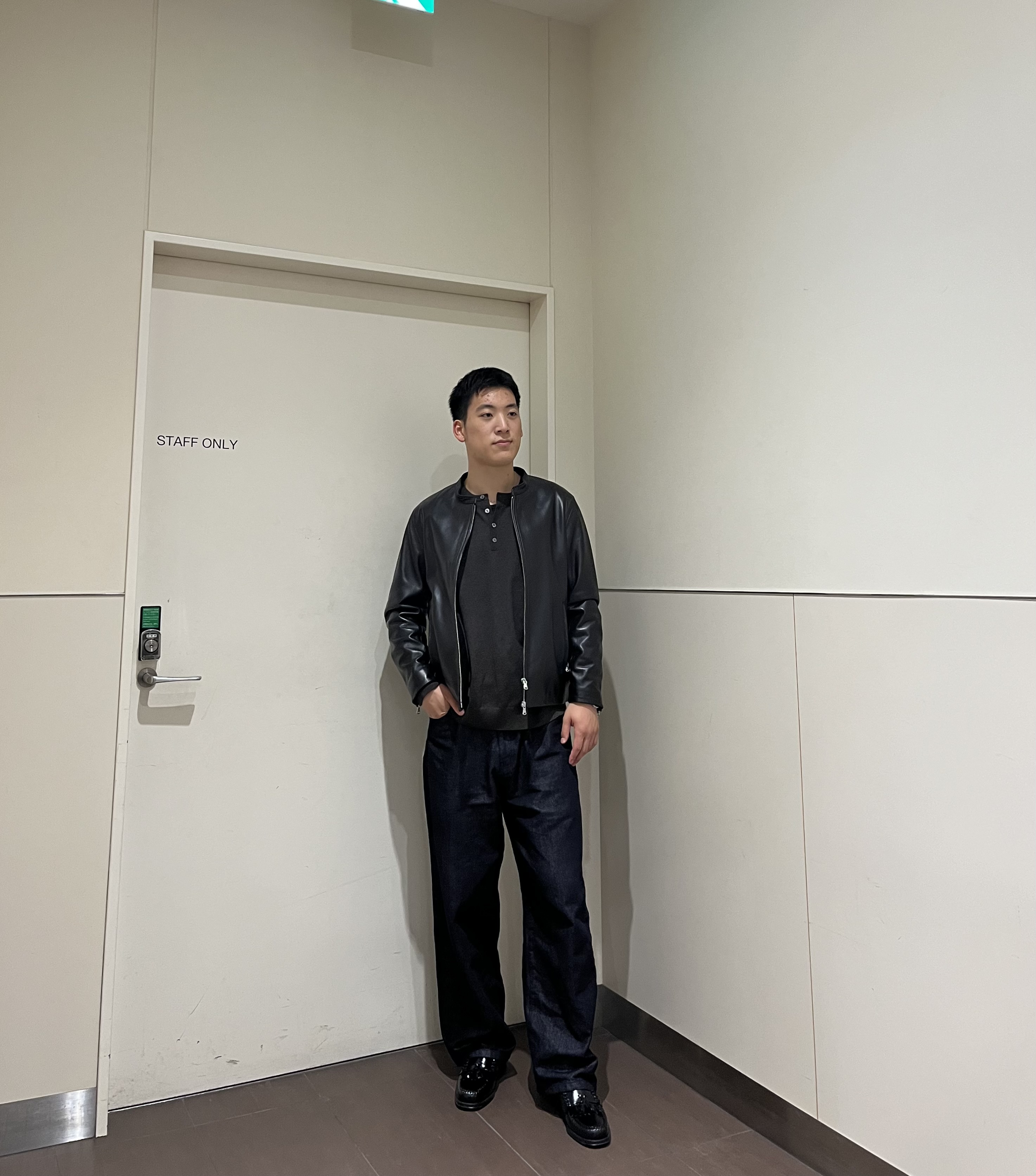 RITSUKIさんの「tk.TAKEO KIKUCHI｜【本革】シングルレザージャケット」を使ったコーディネート