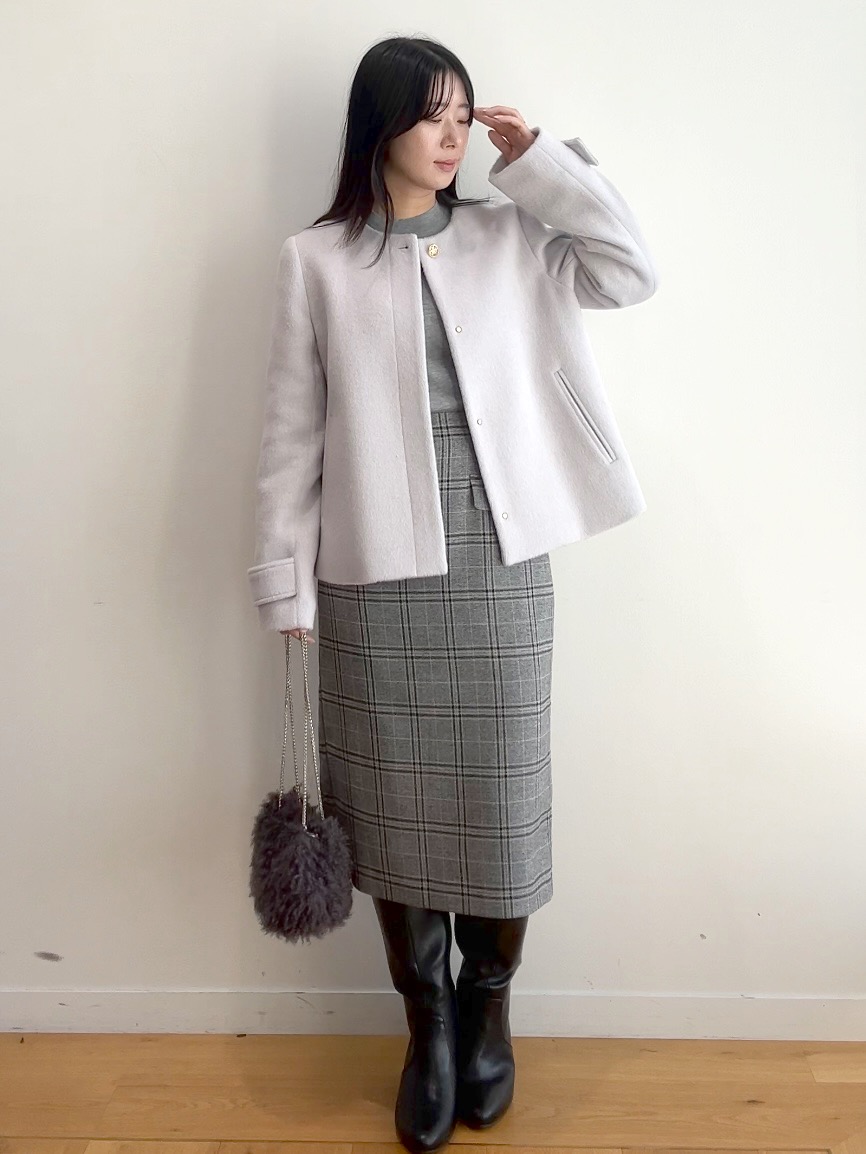 RINAさんの「index｜カシミヤ混ノーカラーショートコート」を使ったコーディネート