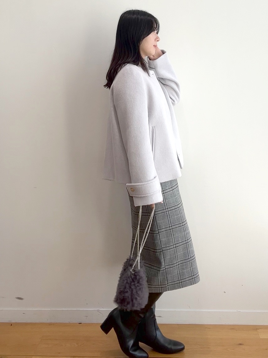 RINAさんの「index｜カシミヤ混ノーカラーショートコート」を使ったコーディネート