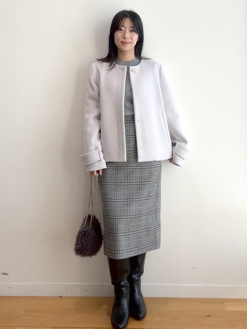 RINAさんの「index｜カシミヤ混ノーカラーショートコート」を使ったコーディネート