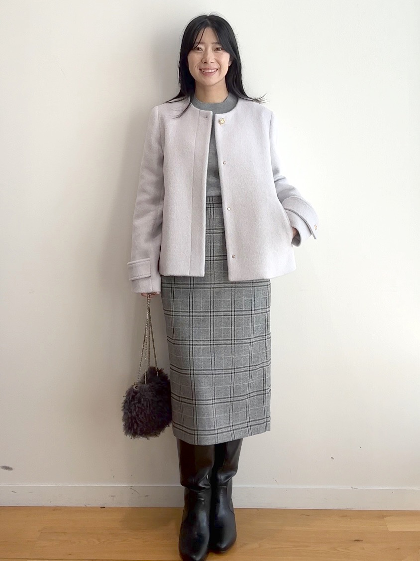RINAさんの「index｜カシミヤ混ノーカラーショートコート」を使ったコーディネート