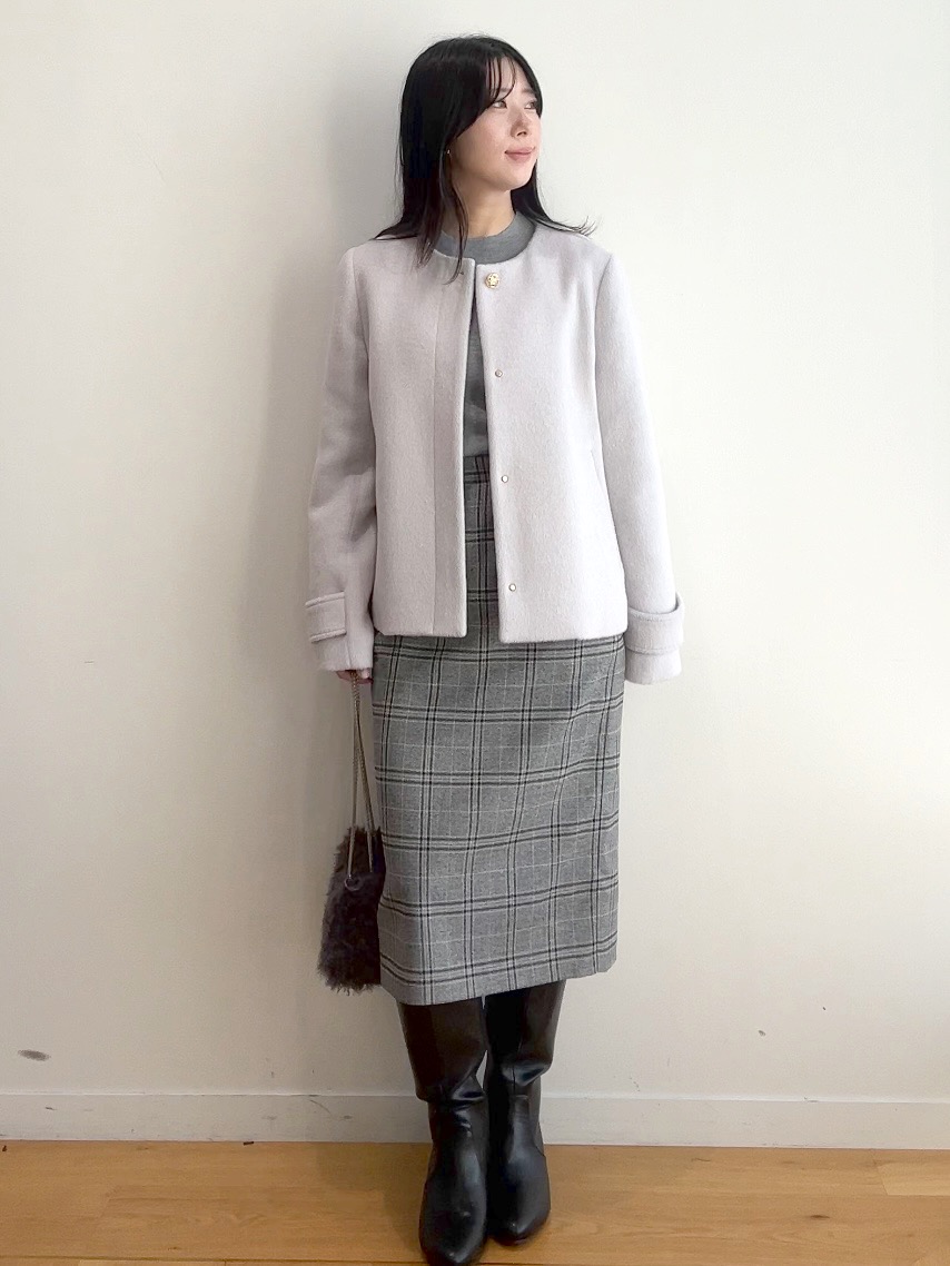 RINAさんの「index｜カシミヤ混ノーカラーショートコート」を使ったコーディネート