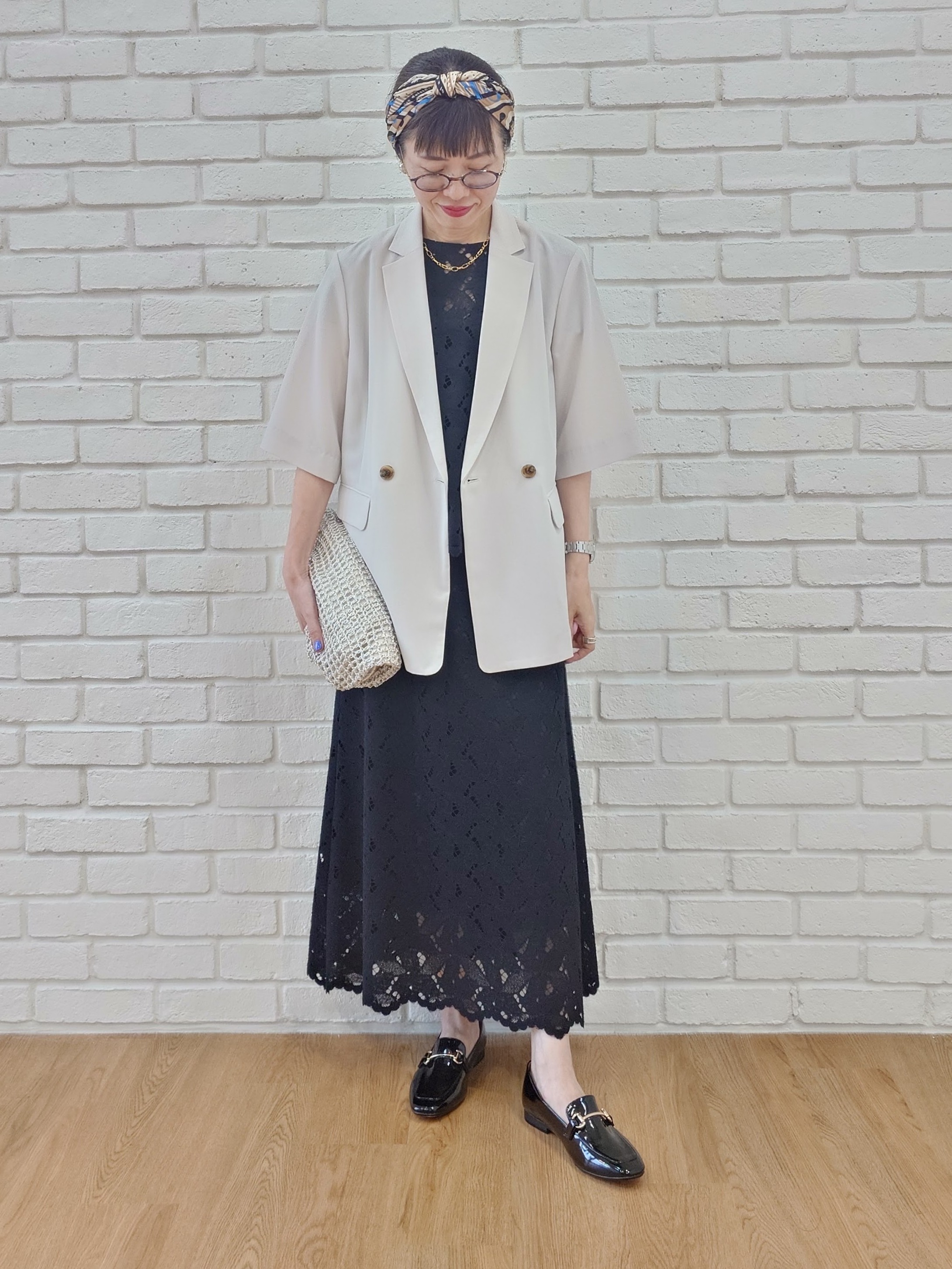 MUTSUKOさんの「UNTITLED｜【秋の通勤羽織/セットアップ可/UVカット】エアリークール半袖ジャケット」を使ったコーディネート