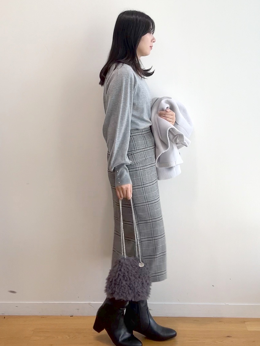 RINAさんの「index｜カシミヤタッチハイネックニット【洗濯機OK／抗ピリング】」を使ったコーディネート