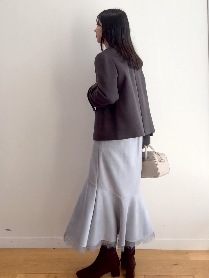 RINAさんの「index｜カシミヤ混ノーカラーショートコート」を使ったコーディネート