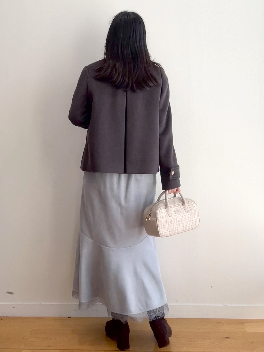 RINAさんの「index｜カシミヤ混ノーカラーショートコート」を使ったコーディネート