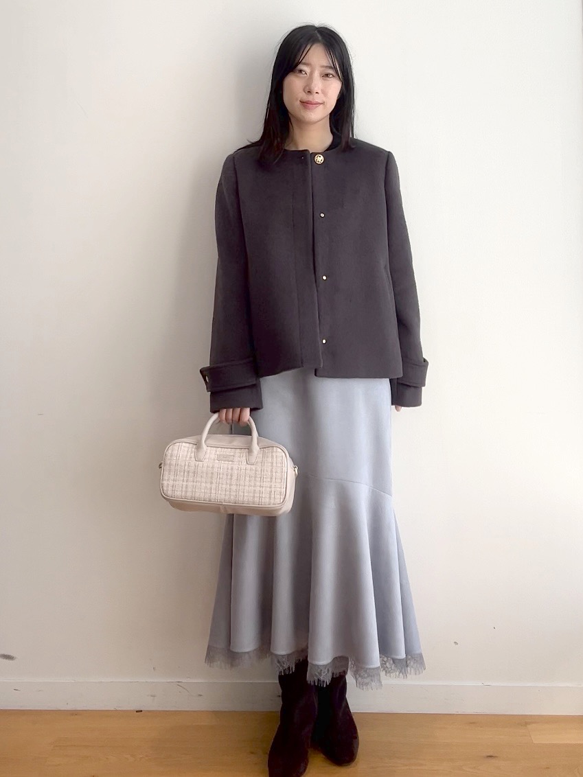 RINAさんの「index｜カシミヤ混ノーカラーショートコート」を使ったコーディネート