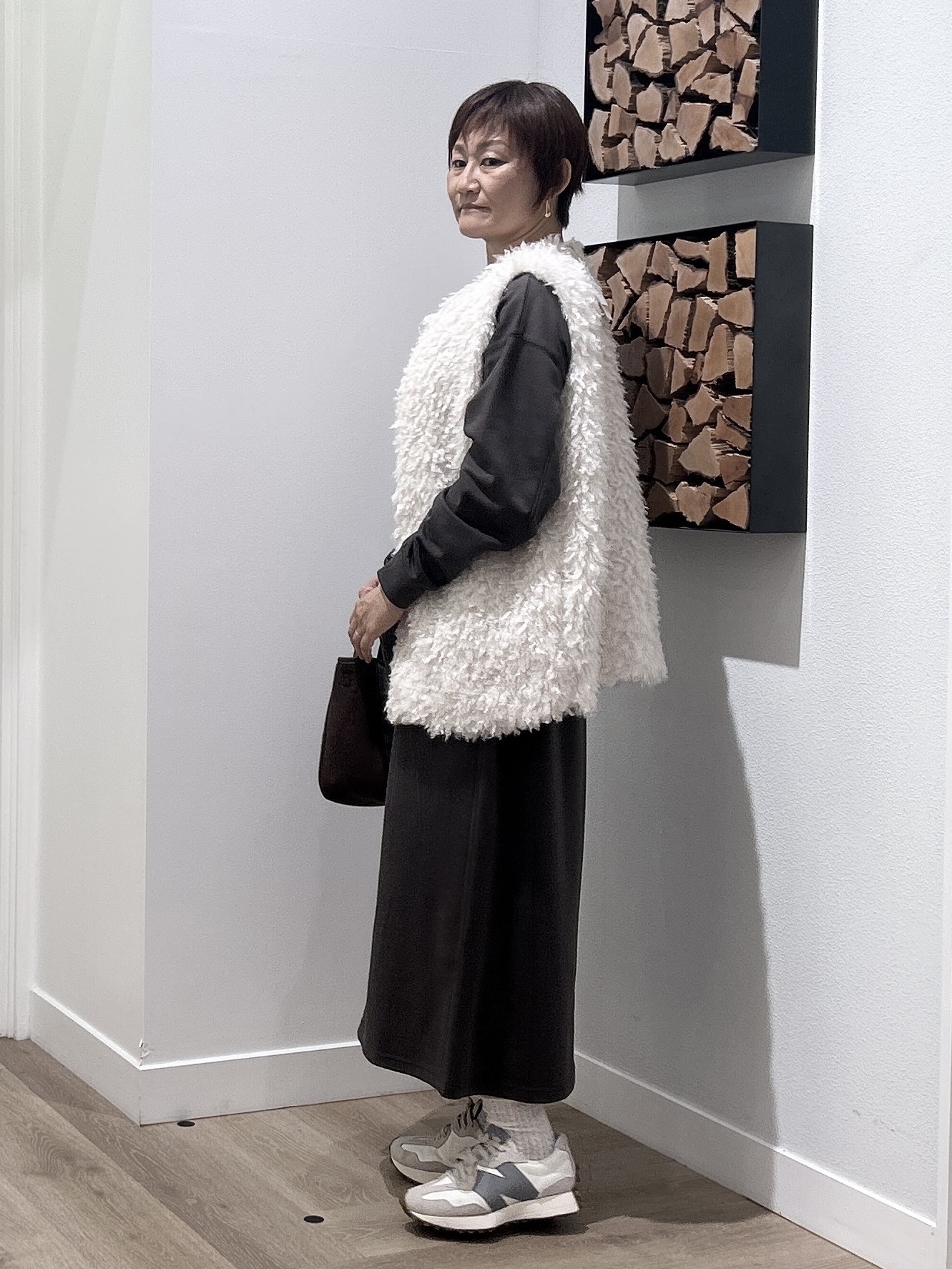 rairaiさんの「Dessin｜【洗える/秋羽織り】フェイクファージレ」を使ったコーディネート