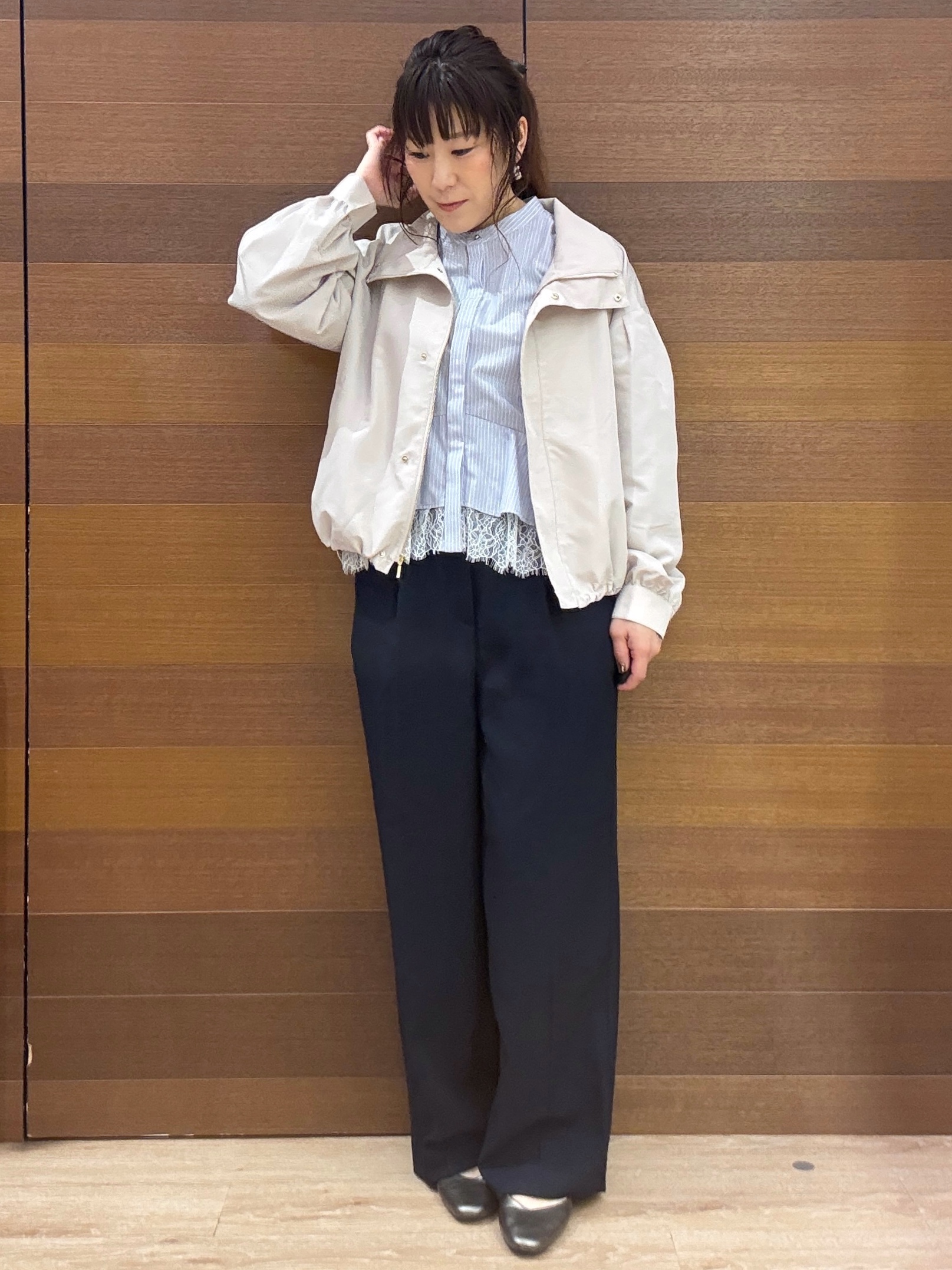 maichiさんの「OPAQUE.CLIP｜【防シワ】スタンドパフブルゾン《洗濯機OK》」を使ったコーディネート