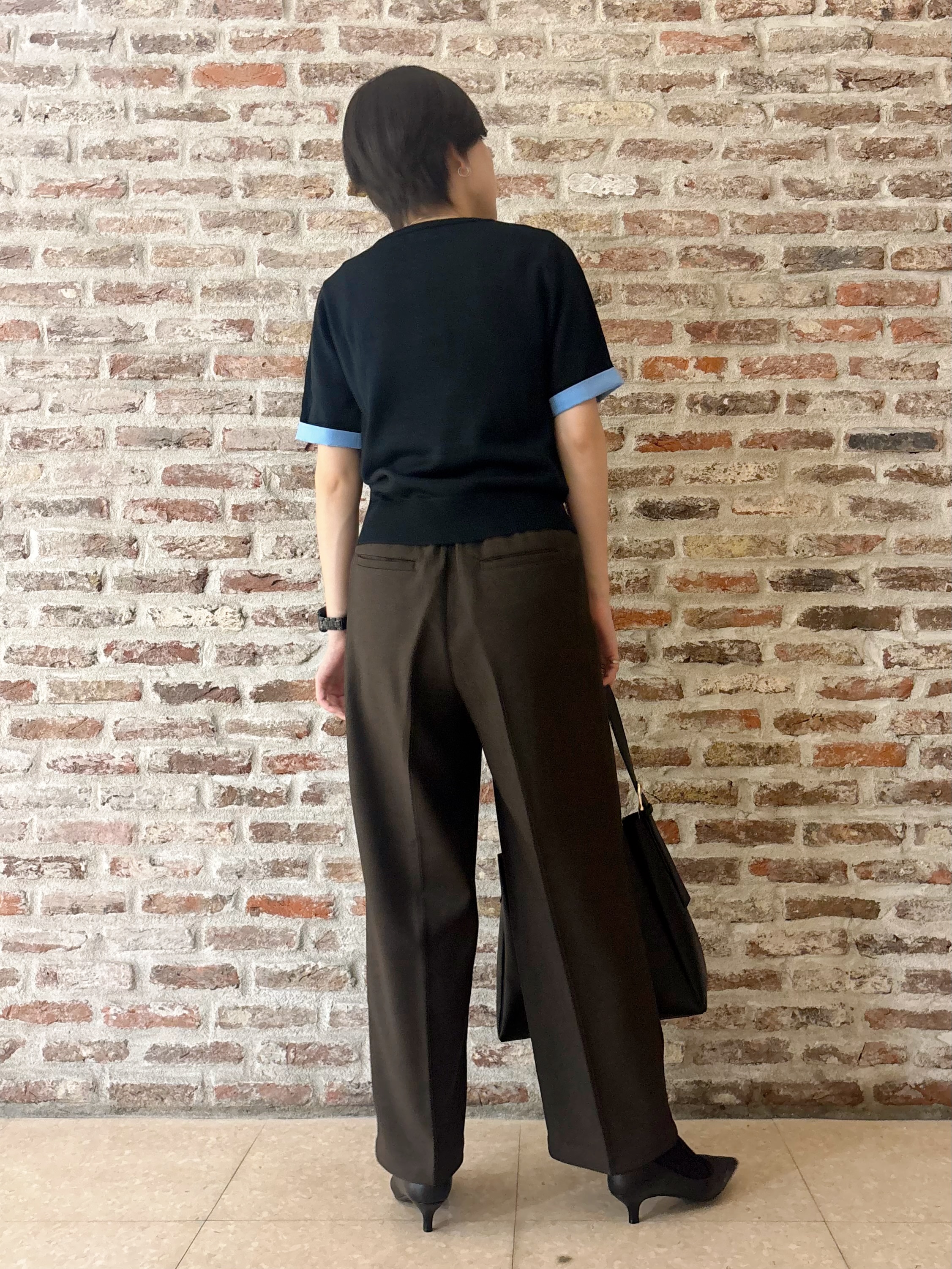 しばさんの「THE SHOP TK｜POLO BCS/アーガイル5分袖ニット」を使ったコーディネート