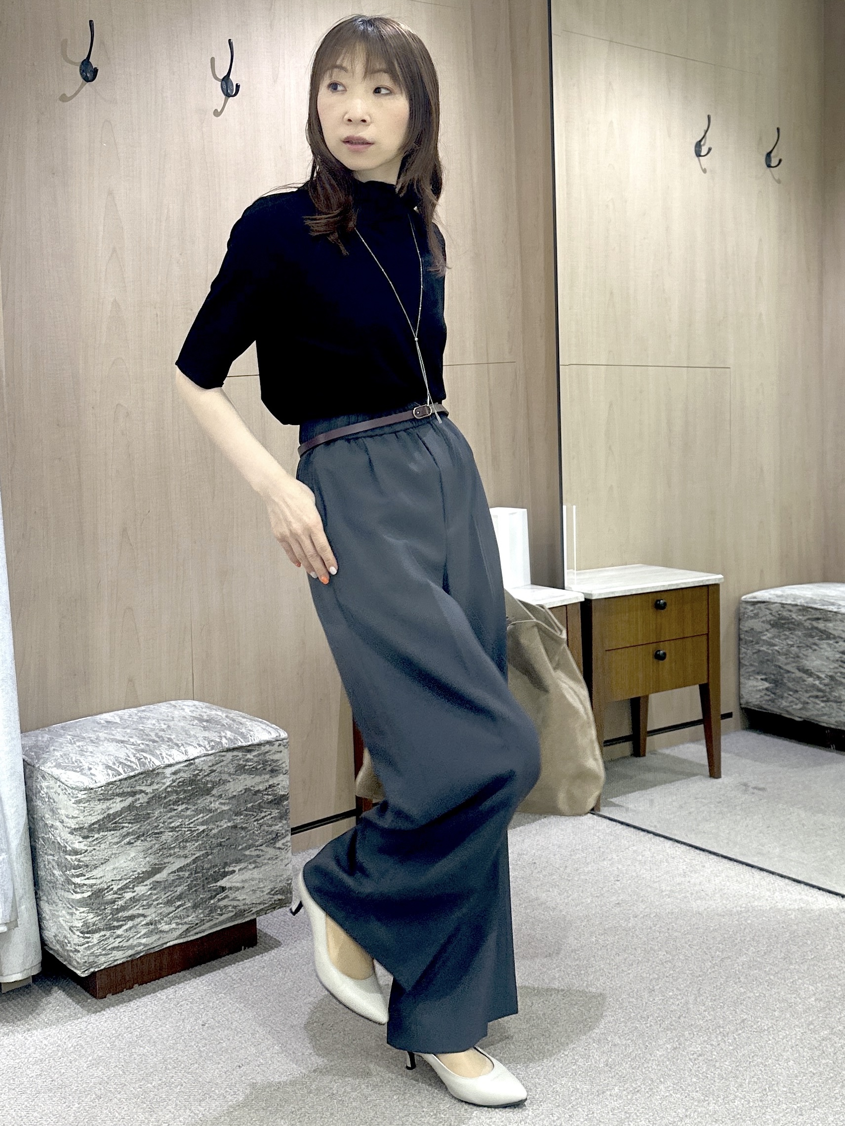 Miwaさんの「UNTITLED｜【重ね着レイヤードに】シアーテレコハイネックトップス」を使ったコーディネート