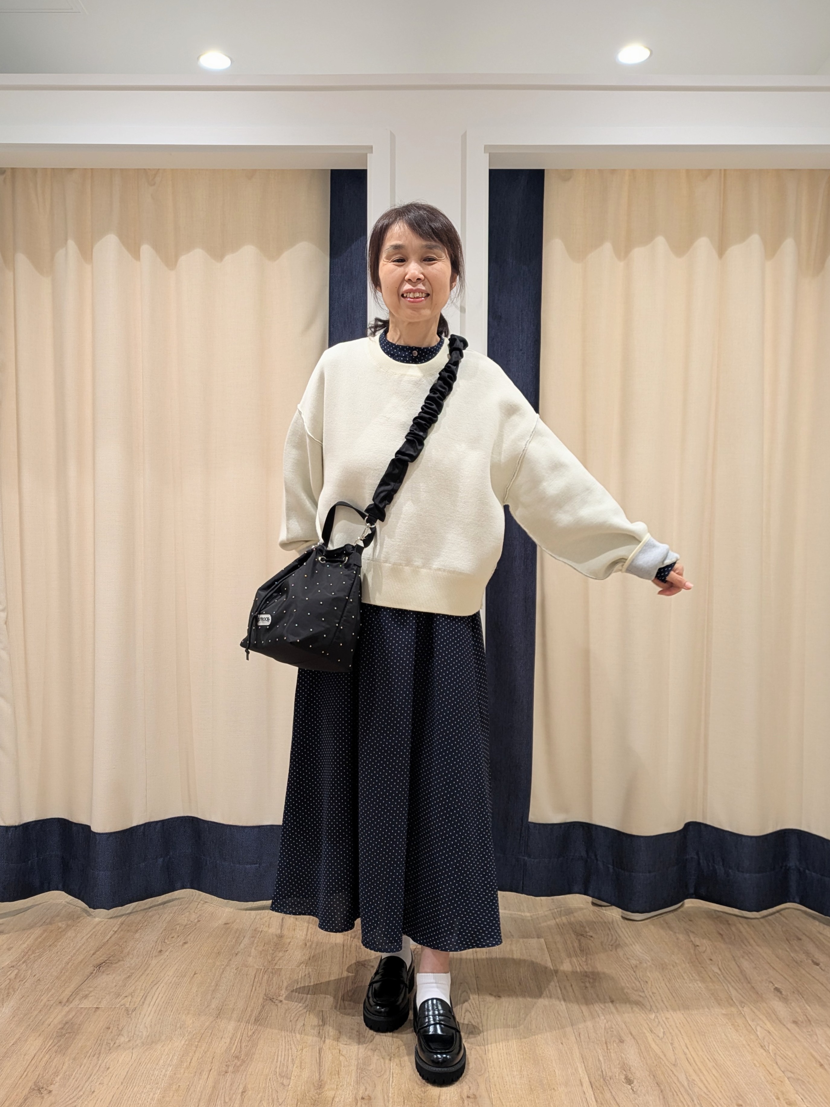 keikoさんの「Dessin｜【洗濯機OK/XS-L】配色リバーシブル コットンジャカード クルーネックニット」を使ったコーディネート