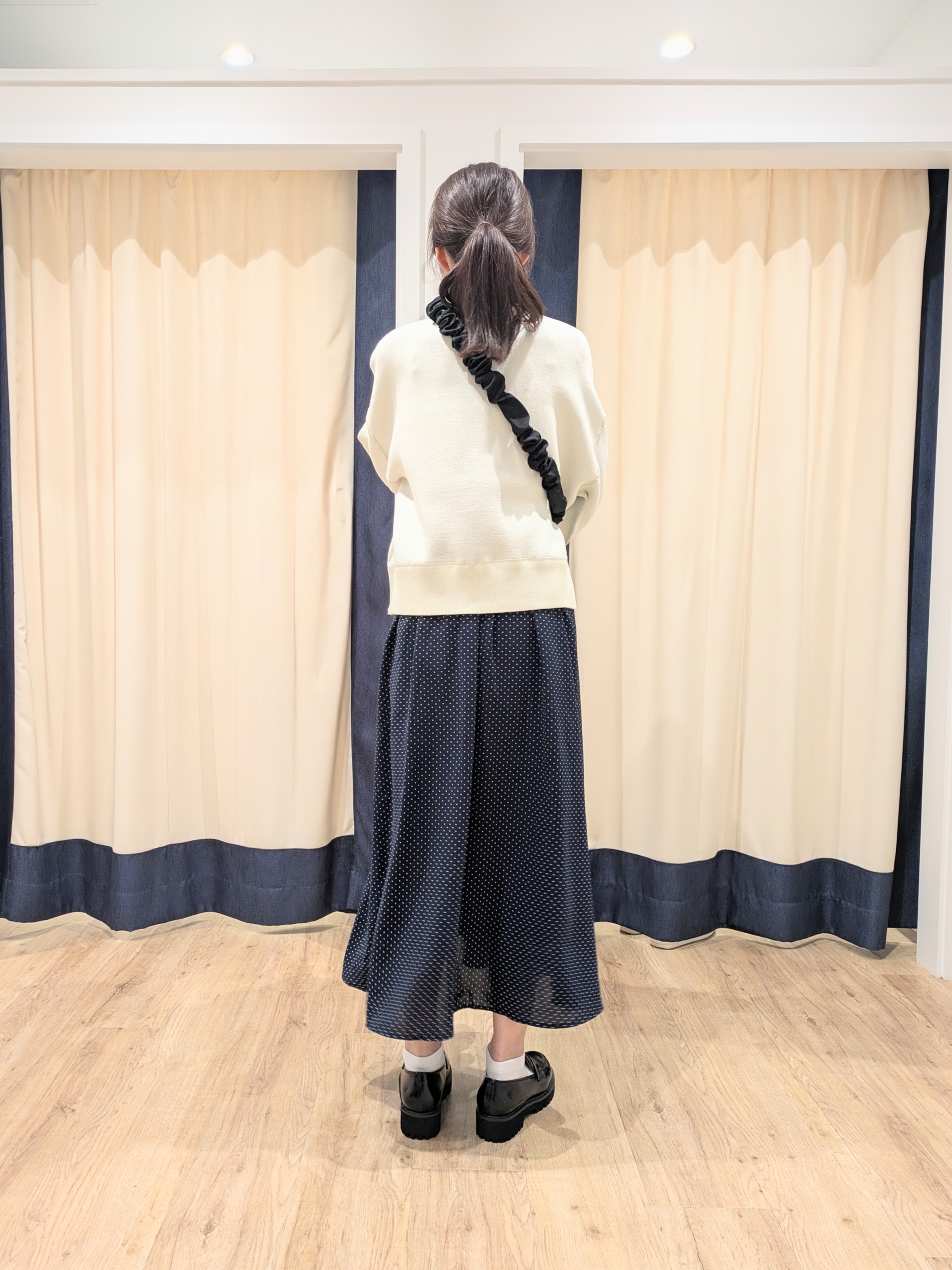 keikoさんの「Dessin｜【洗濯機OK/XS-L】配色リバーシブル コットンジャカード クルーネックニット」を使ったコーディネート