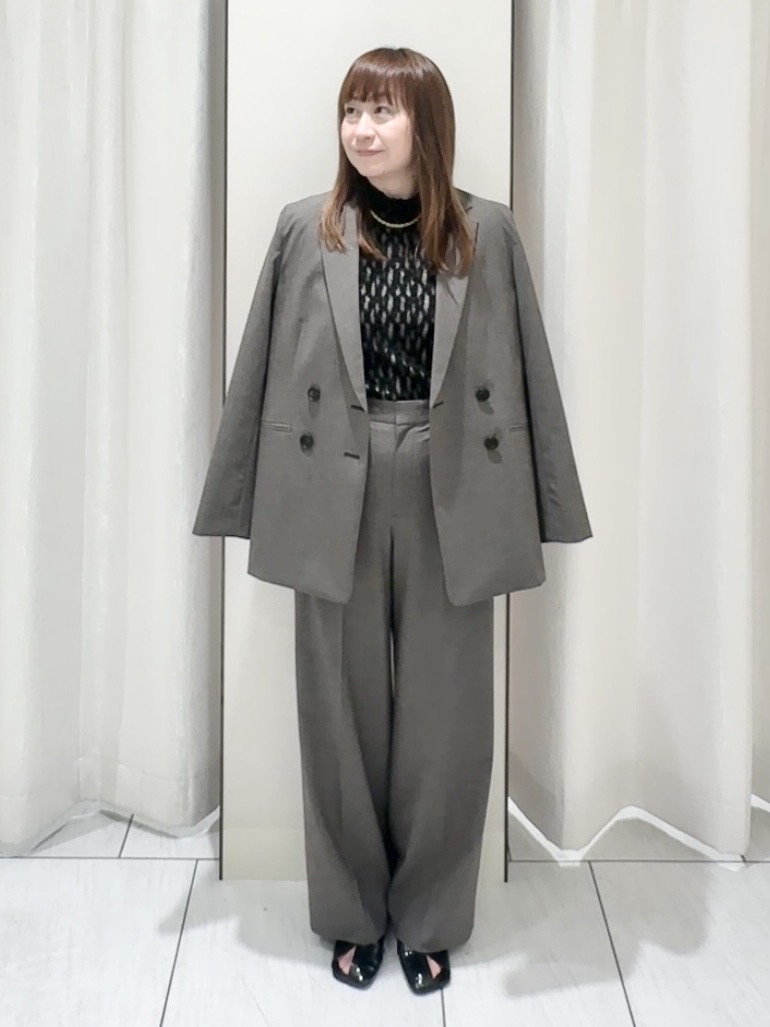 ʏᴜᴋɪᴋᴏさんの「UNTITLED｜【セットアップ可/秋羽織り/お仕事スーツ】ウールブレンドダブルジャケット」を使ったコーディネート