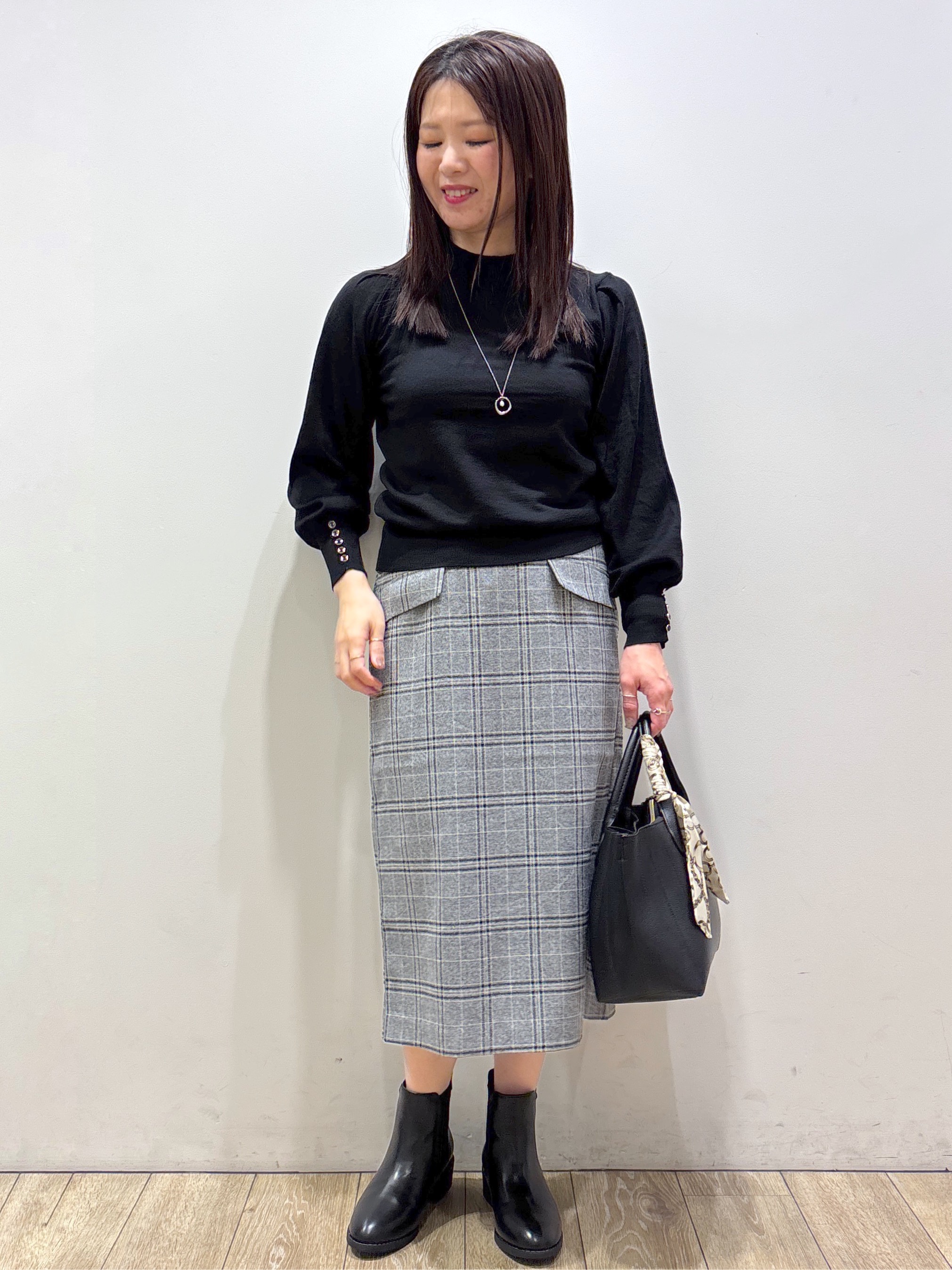 mameさんの「index｜カシミヤタッチハイネックニット【洗濯機OK／抗ピリング】」を使ったコーディネート
