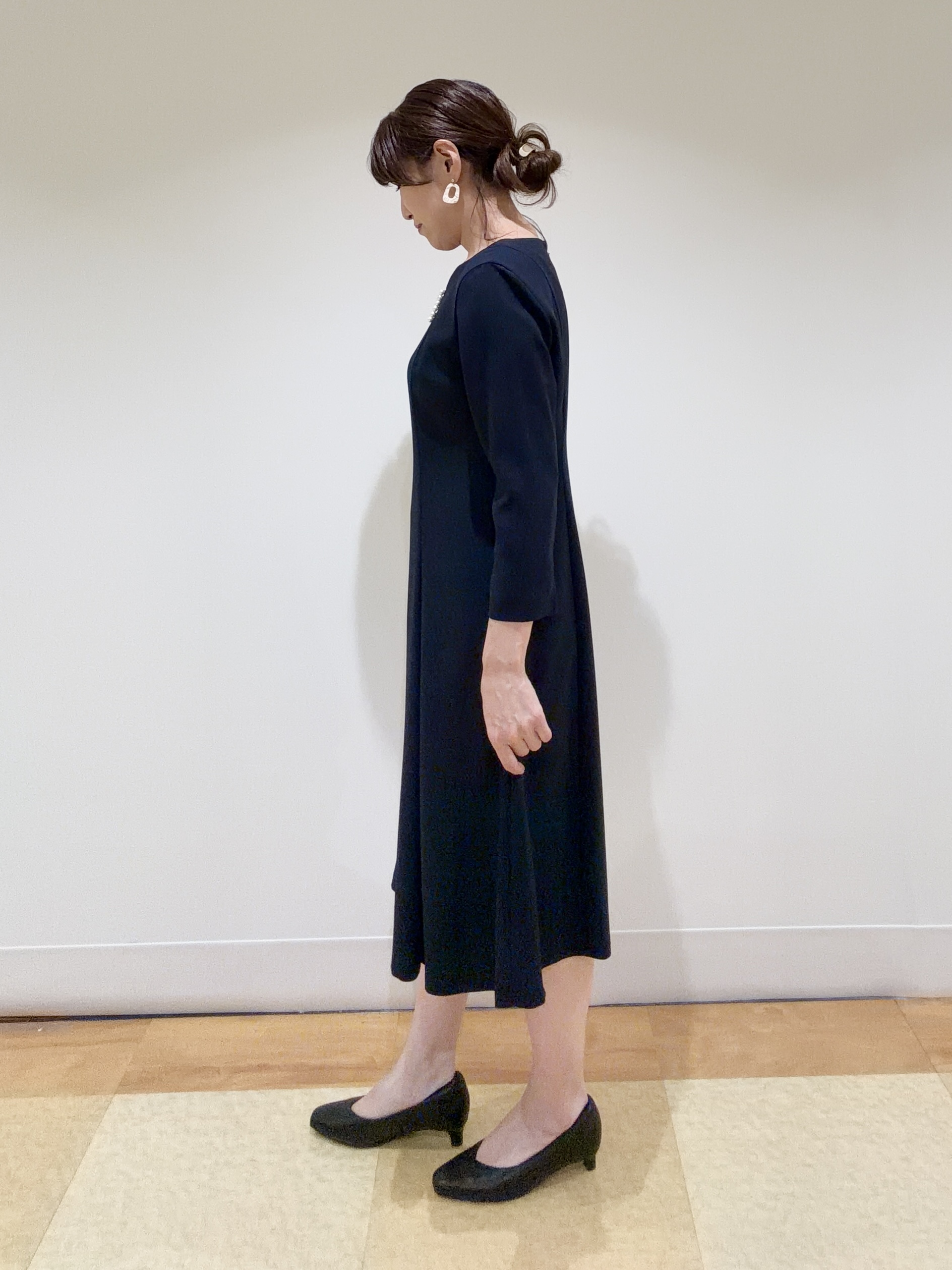 ayaさんの「Reflect｜【SS-4Lサイズ】パール調パーツデザイン ノーカラーワンピース」を使ったコーディネート