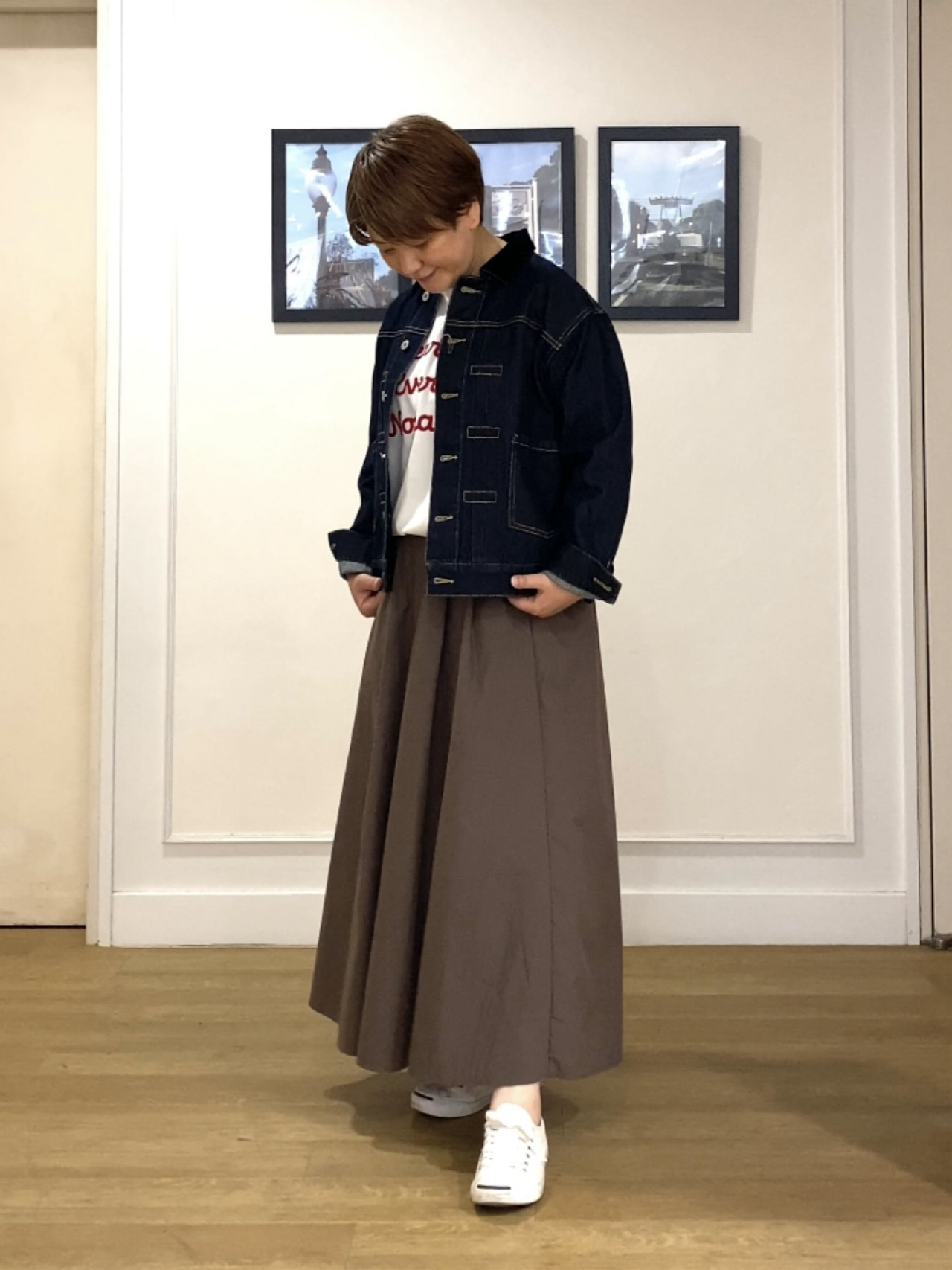 Hiroさんの「Dessin｜【洗える/秋羽織り】衿コーデュロイデニムジャケット」を使ったコーディネート