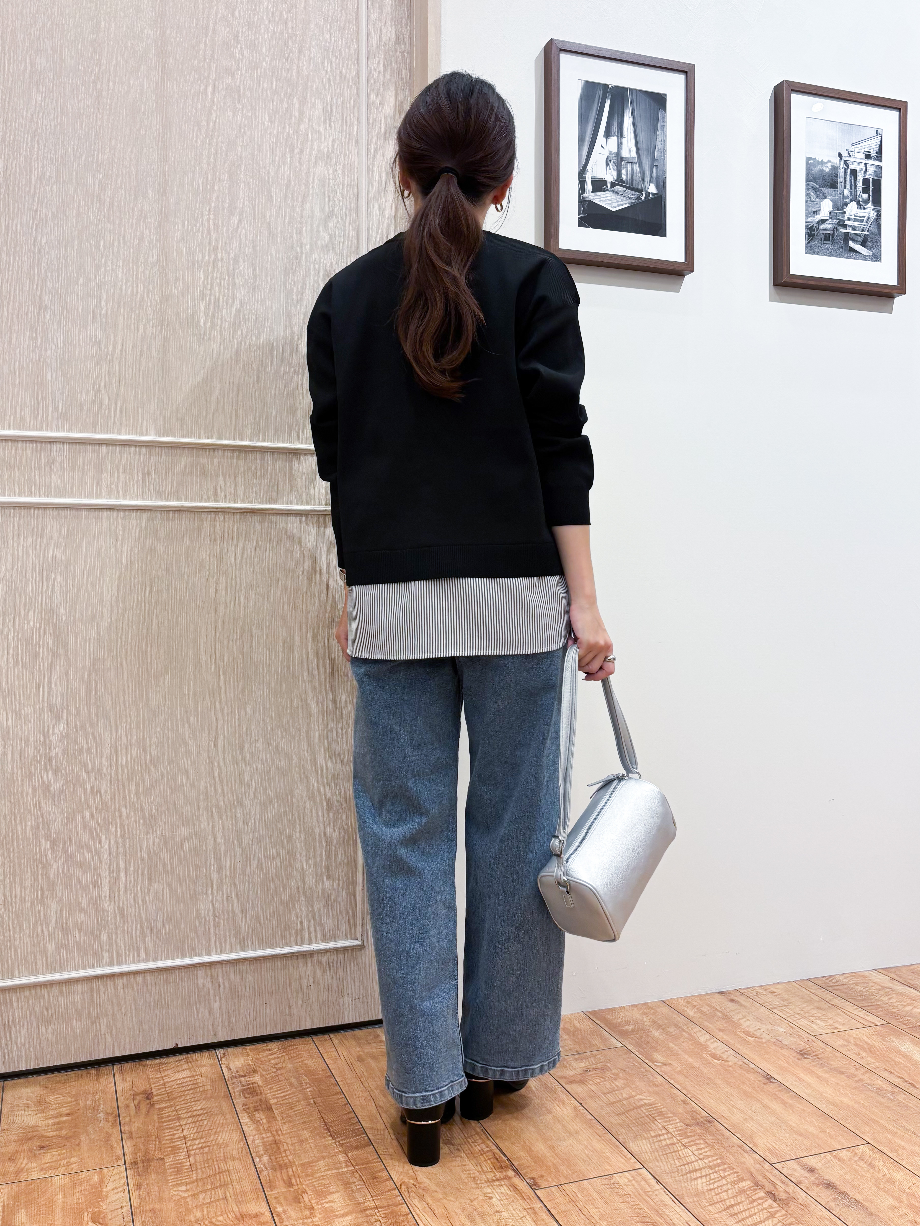 なみさんの「SHOO･LA･RUE｜【S-LL】着るだけできまる シャツレイヤード風 スポンディッシュニット」を使ったコーディネート