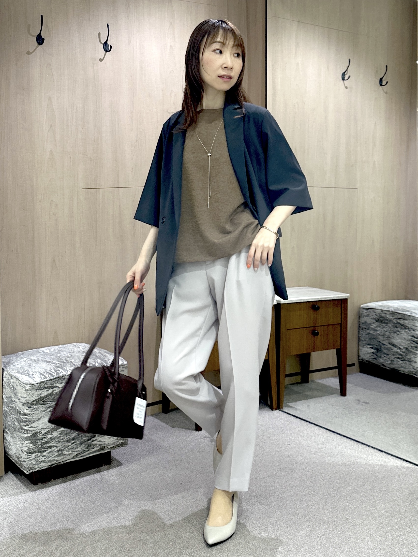 Miwaさんの「UNTITLED｜【アンサンブル可/品のある透け感】Tシャツ風ニットトップス」を使ったコーディネート