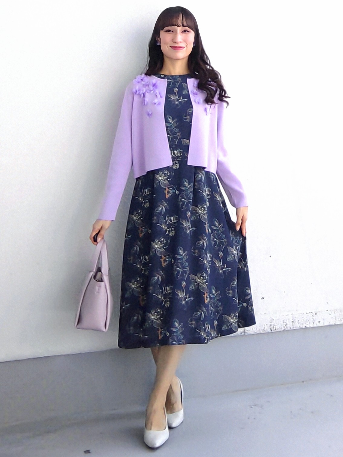 keinaさんの「SunaUna｜【手洗い可】花モチーフ付カーディガン」を使ったコーディネート