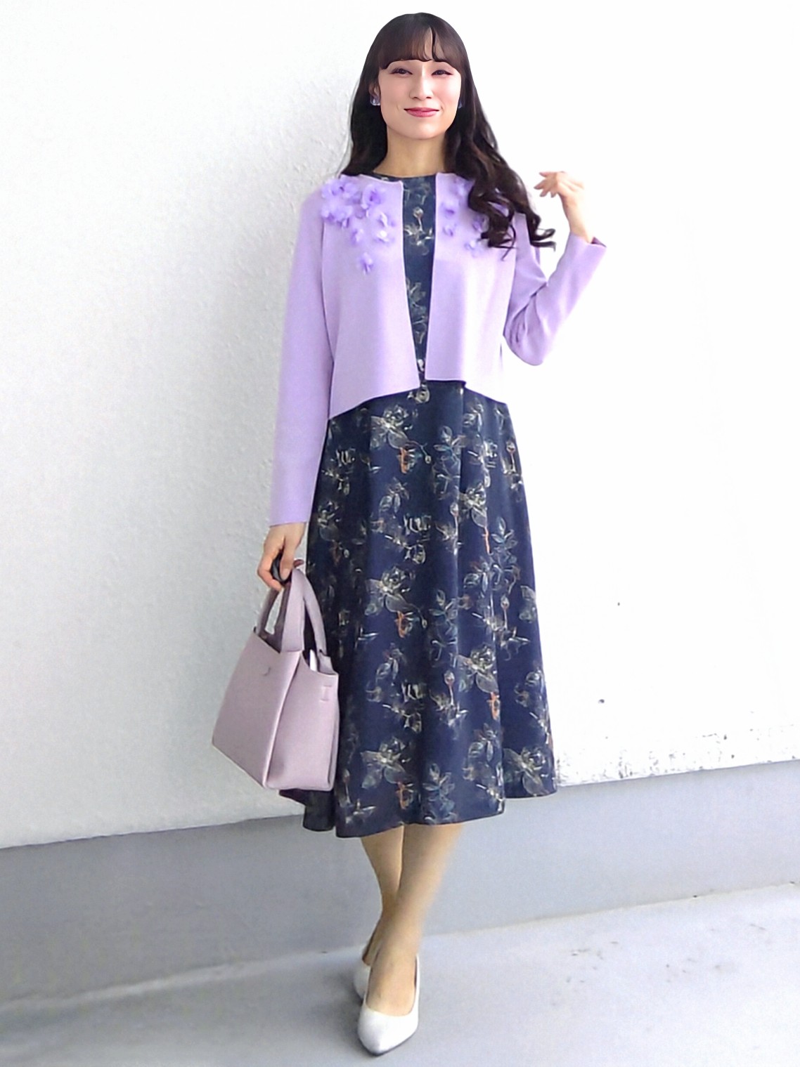 keinaさんの「SunaUna｜【手洗い可】花モチーフ付カーディガン」を使ったコーディネート