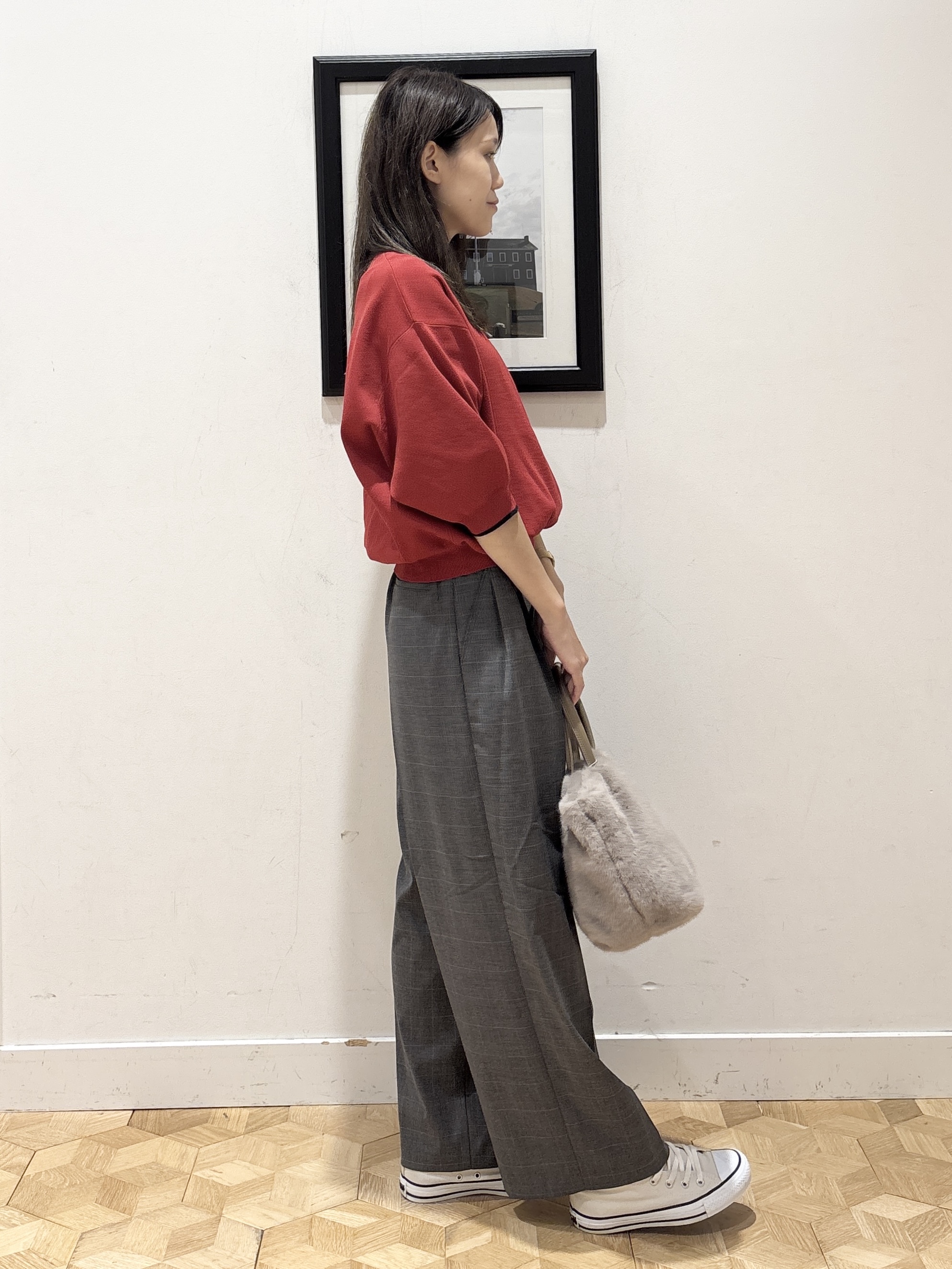 YUMIさんの「Dessin｜【UVカット/洗濯機OK】6分袖配色ニット」を使ったコーディネート