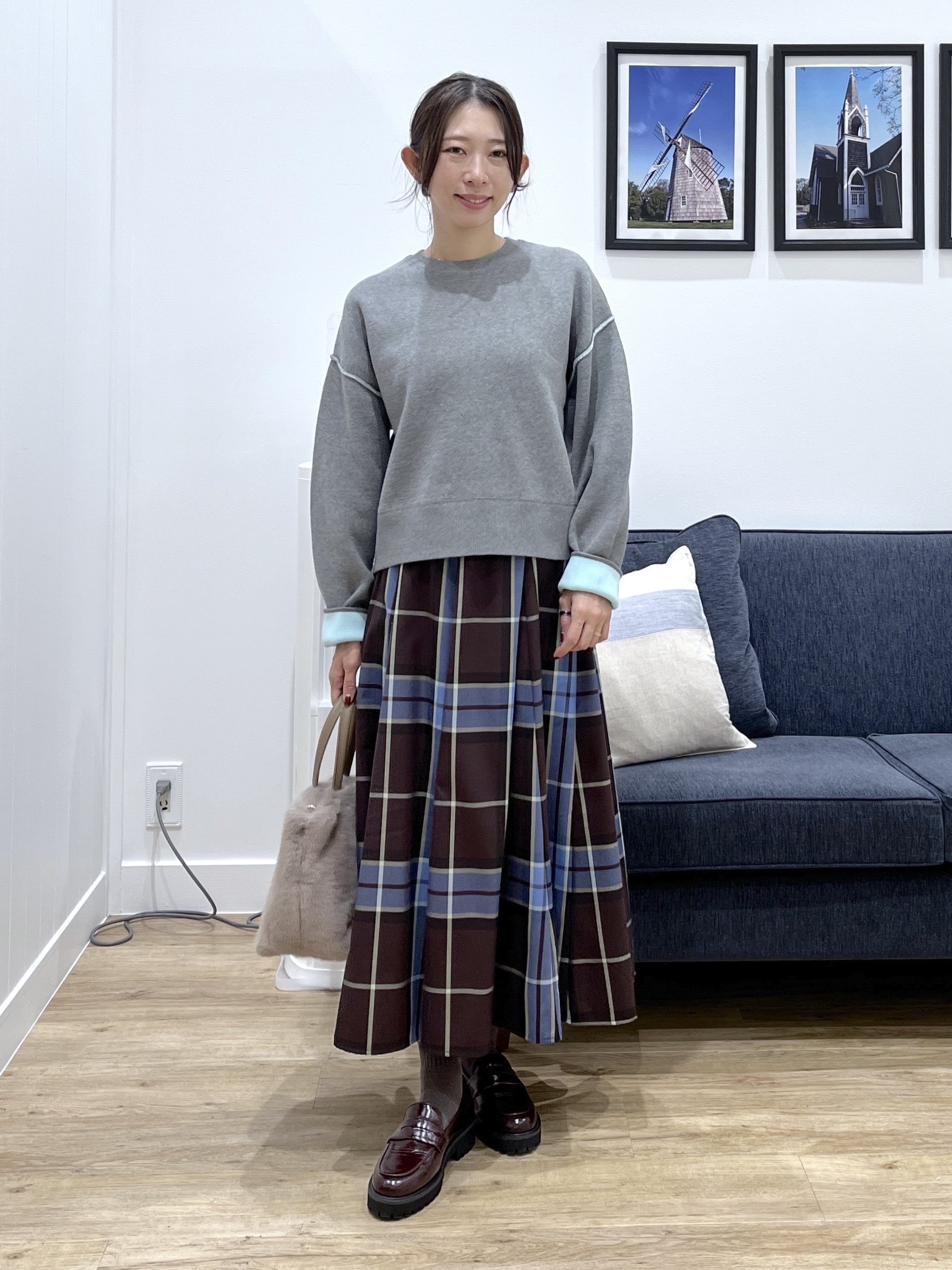 canaさんの「Dessin｜【洗濯機OK/XS-L】配色リバーシブル コットンジャカード クルーネックニット」を使ったコーディネート