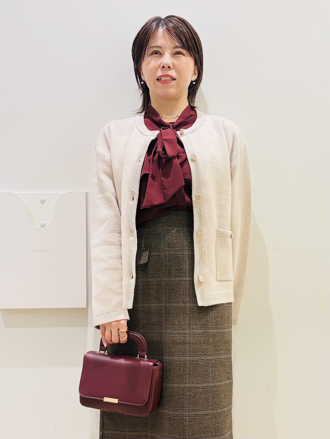 YUKOさんの「index｜【セットアップ可】ノーカラーミドルコーディガン《洗濯機OK》」を使ったコーディネート