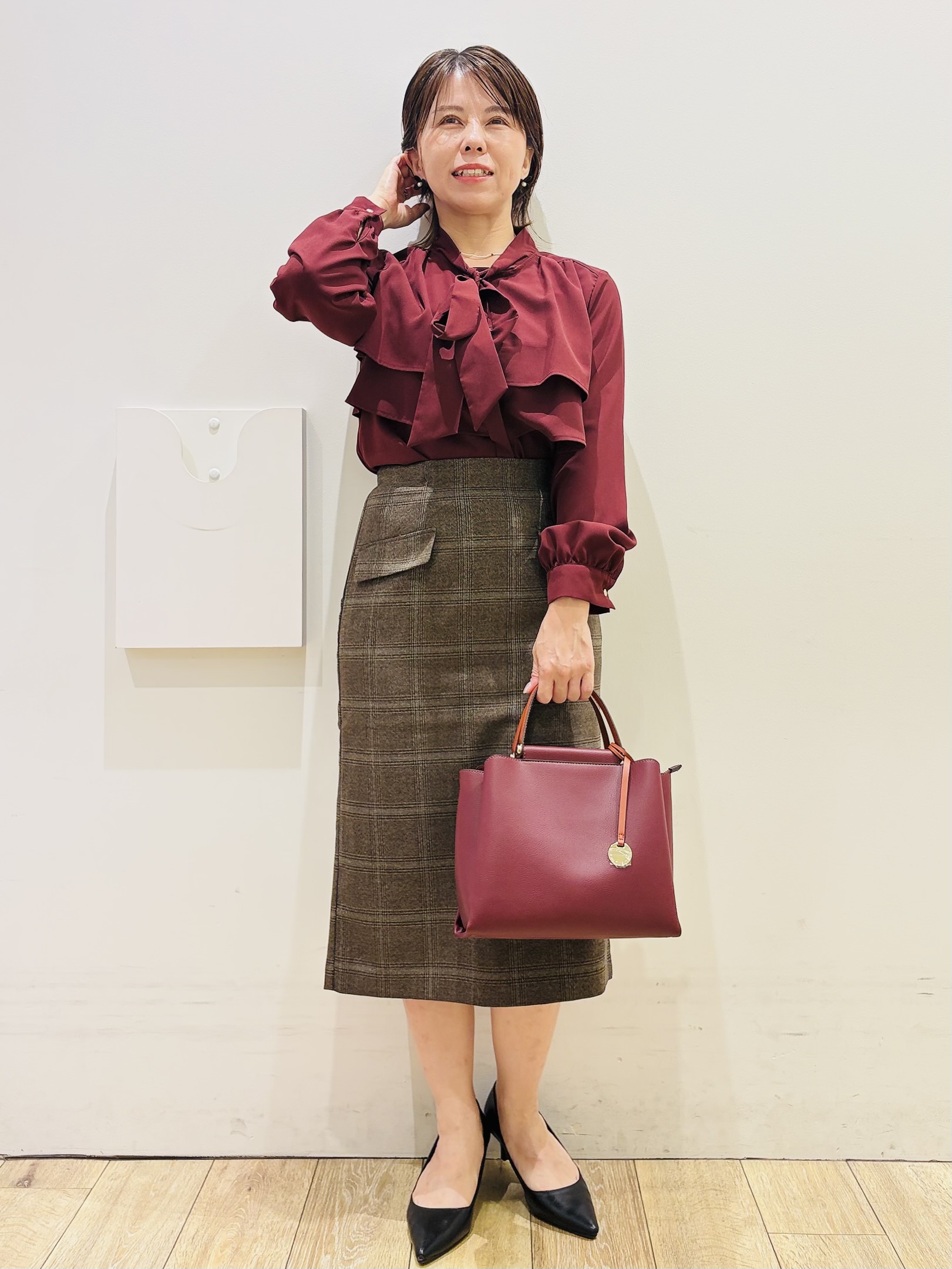 YUKOさんの「index｜【セットアップ可】ノーカラーミドルコーディガン《洗濯機OK》」を使ったコーディネート