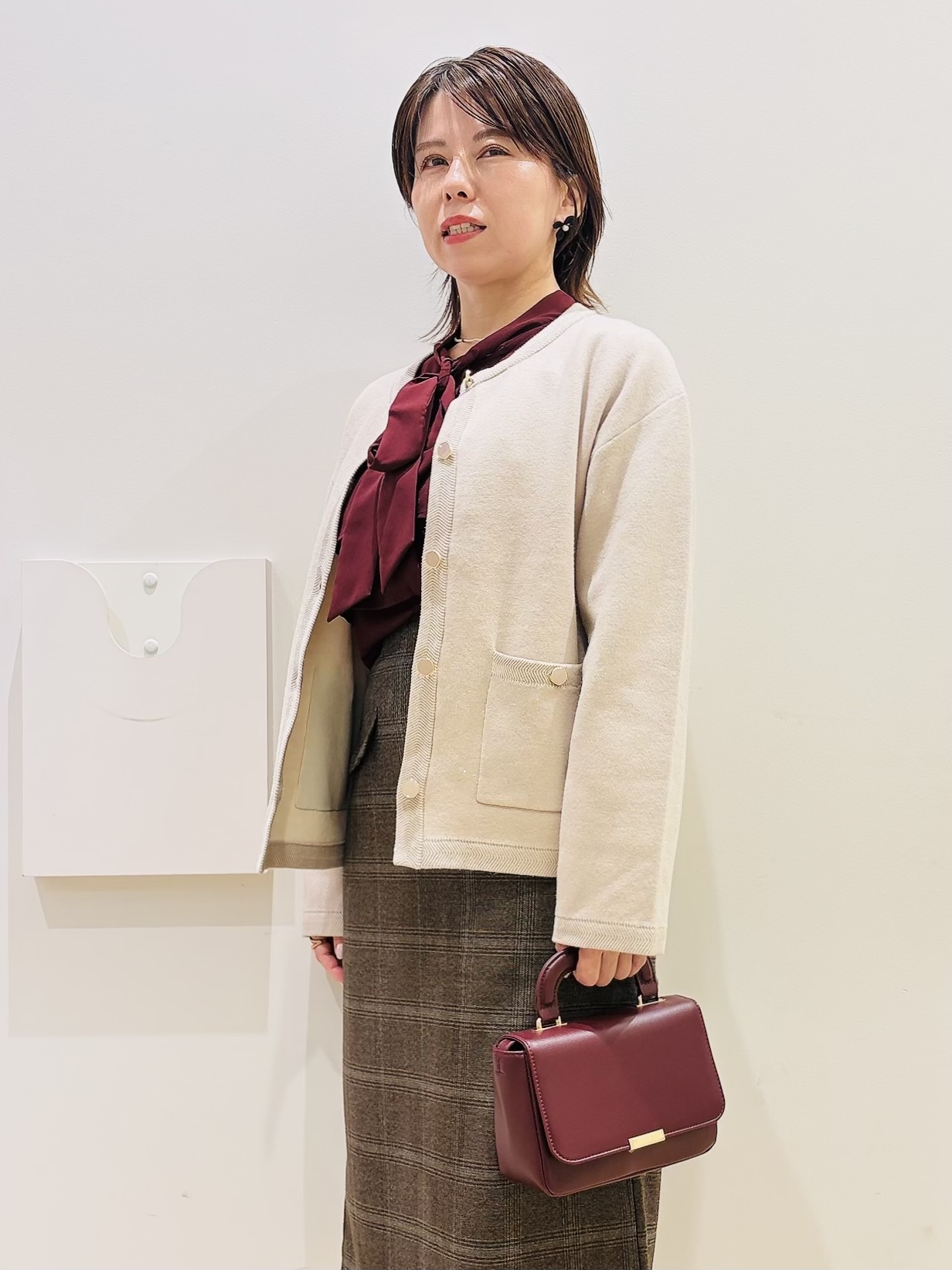 YUKOさんの「index｜【セットアップ可】ノーカラーミドルコーディガン《洗濯機OK》」を使ったコーディネート