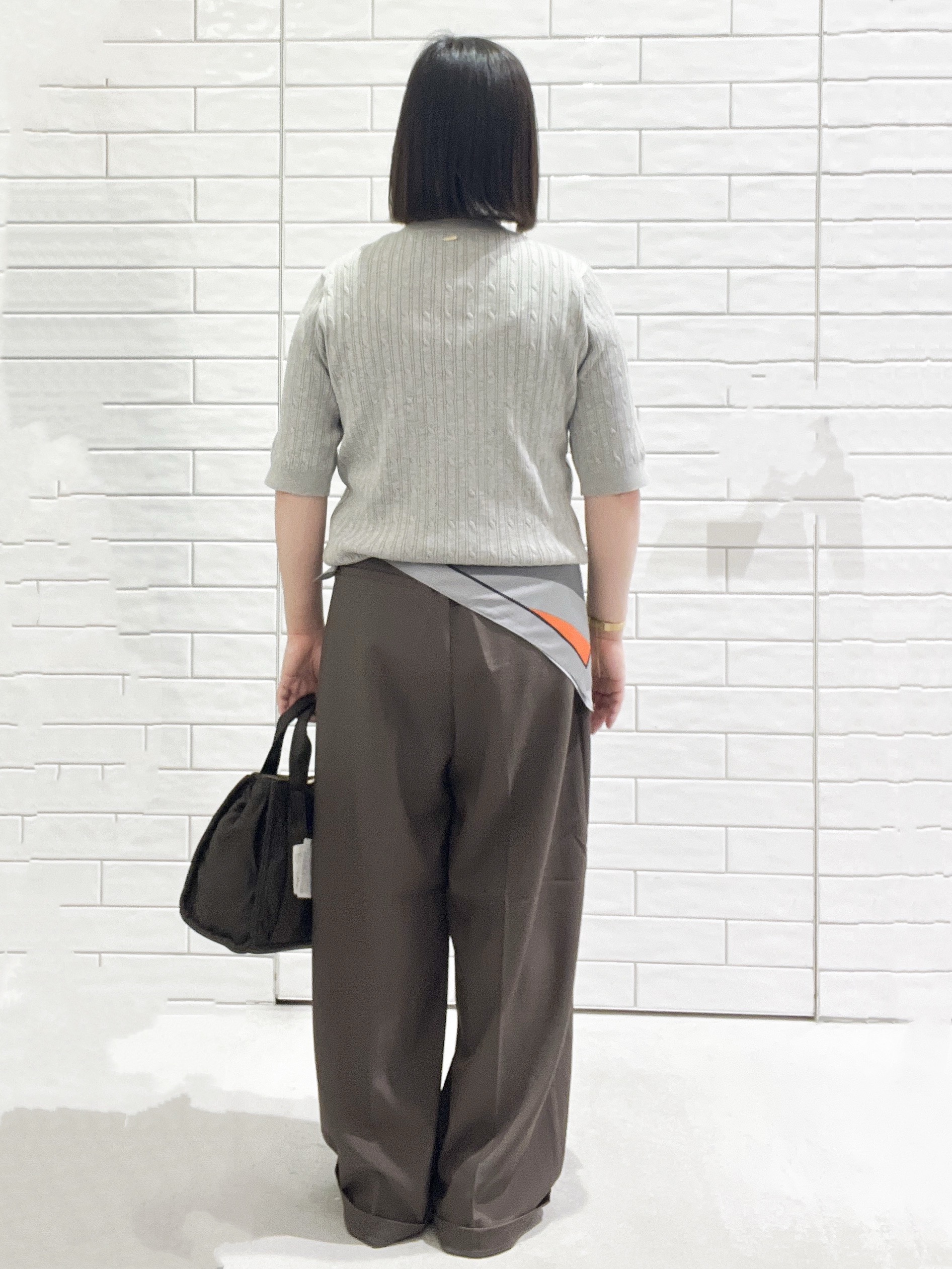 ayuさんの「OPAQUE.CLIP｜【UVケア】配色ケーブルニット《洗濯機OK／抗ピル》」を使ったコーディネート