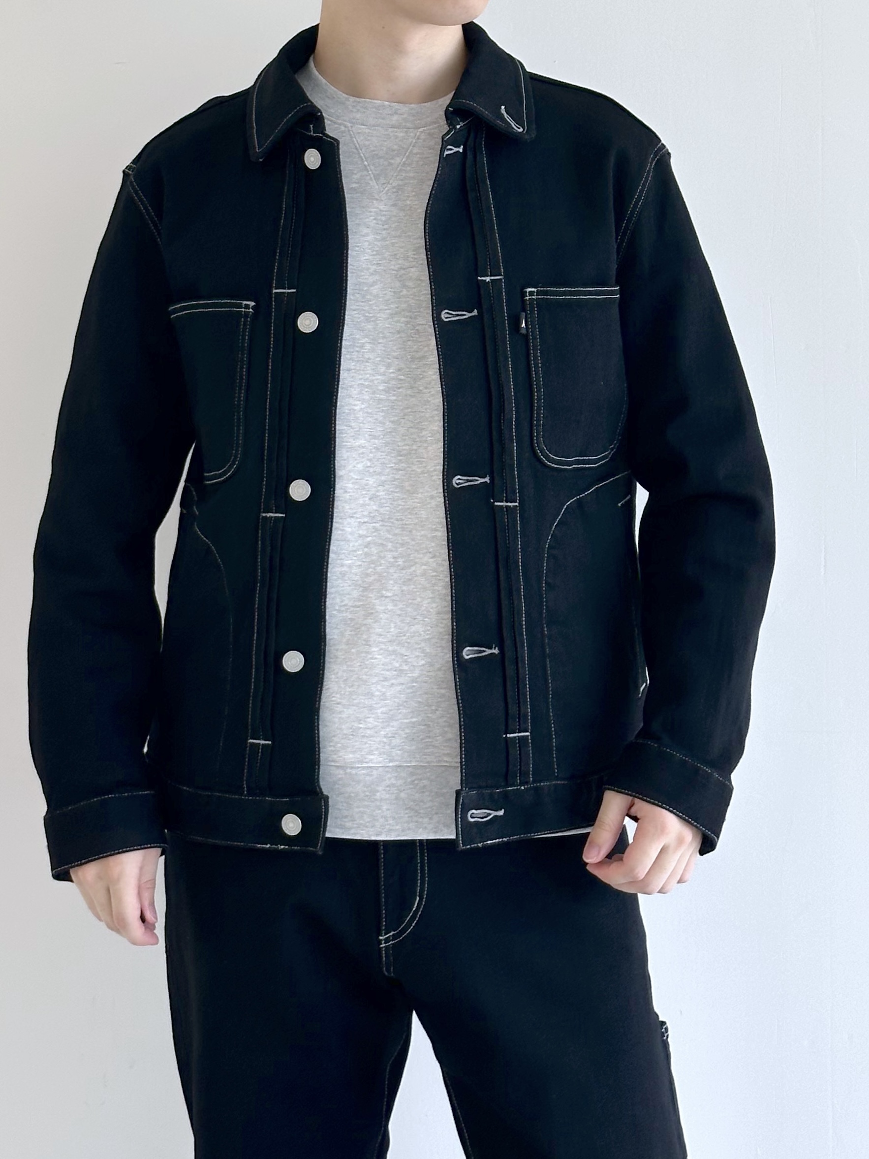 イッシーさんの「TAKEO KIKUCHI｜【BOWLER HAT LABEL】ブラックデニムGジャン」を使ったコーディネート